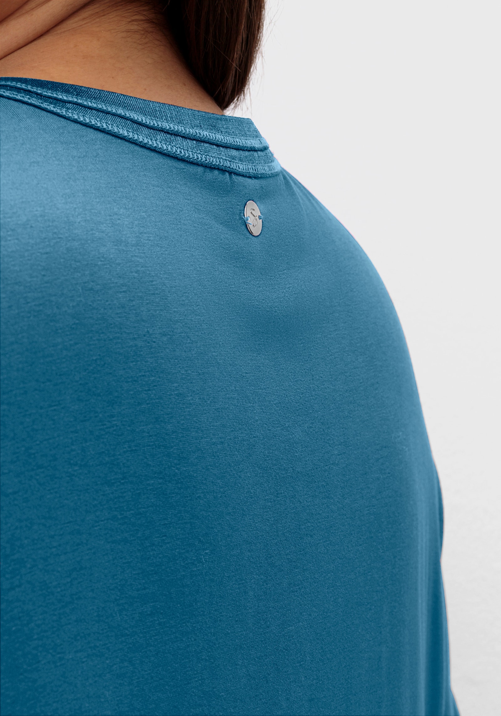 sheego Shirt mit Kellerfalte vorn - topas