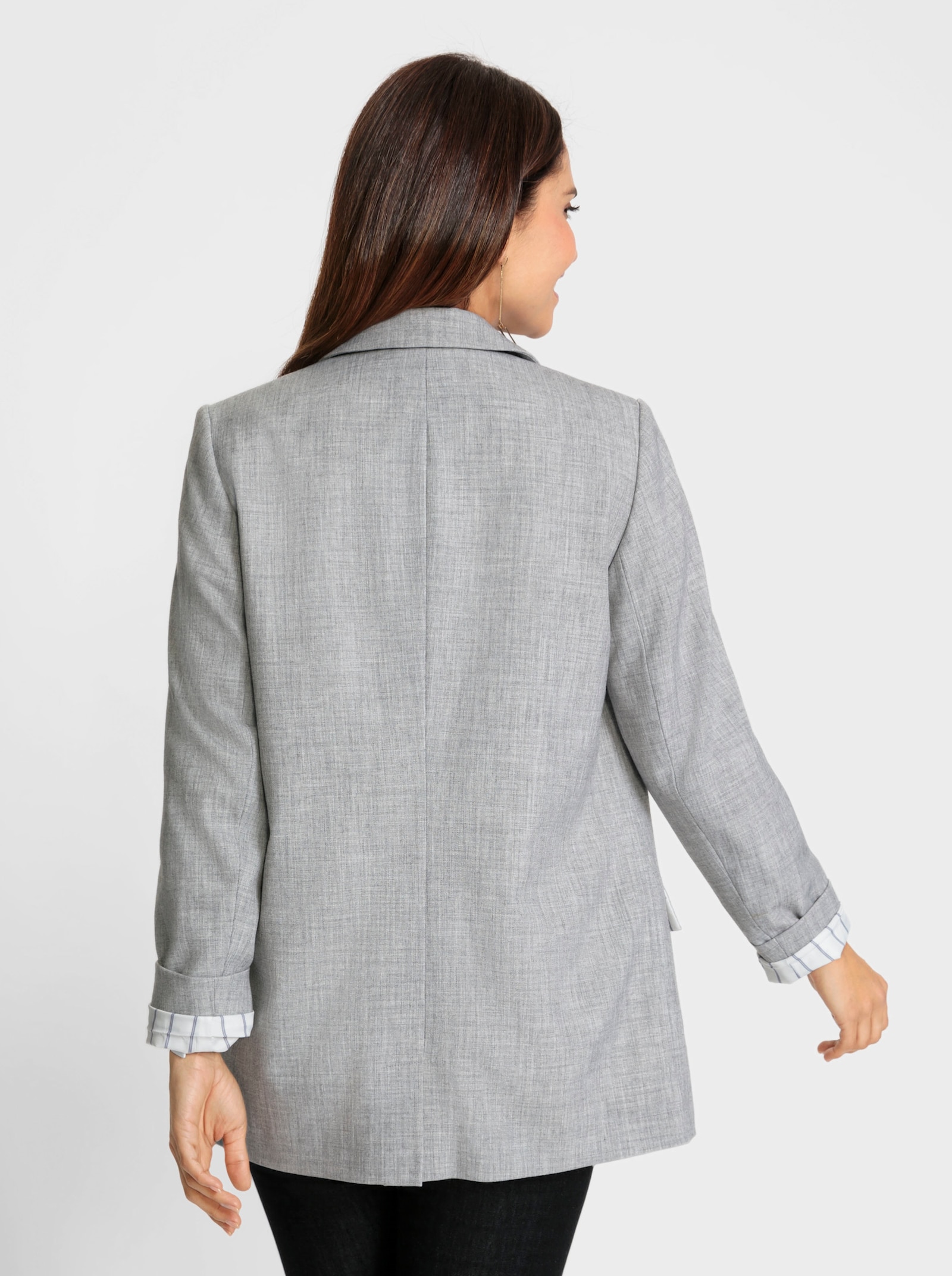 Blazer mit gestreiftem Futter - hellgrau-meliert