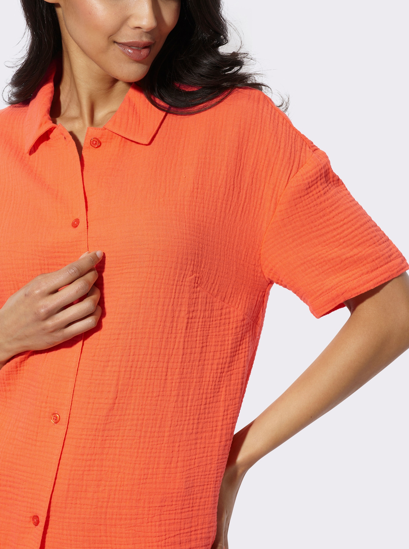 Strandblouse van mousseline - oranje
