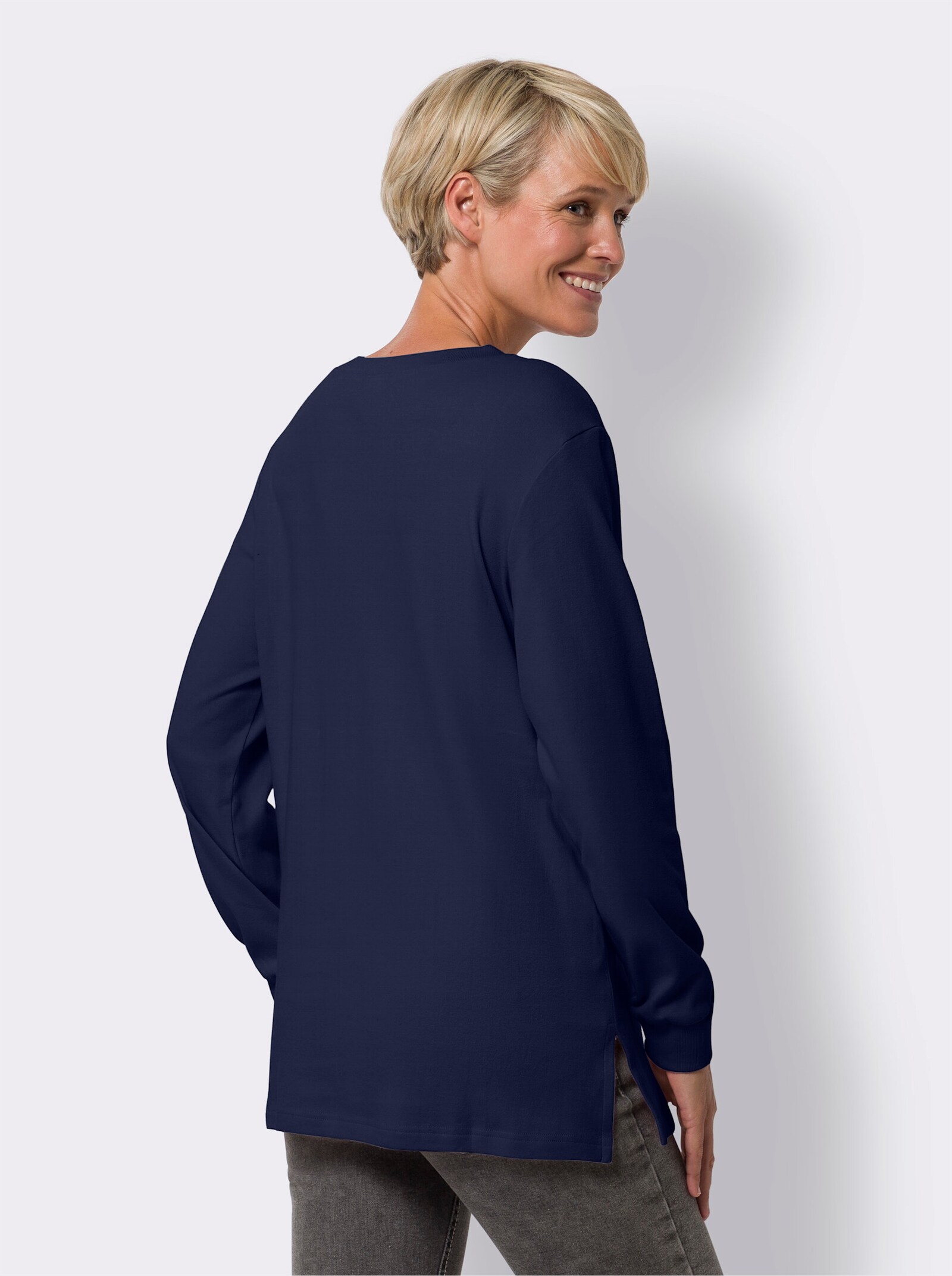 Lang sweatshirt in langer model - marine