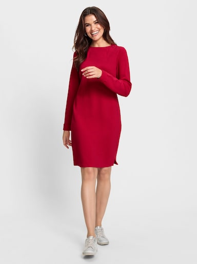 Jerseykleid in effektvoller Struktur - erdbeere