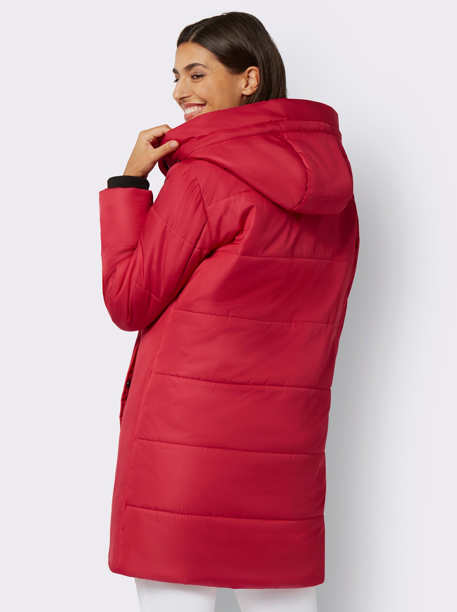 Stark wärmende Longjacke mit Steppmuster - rot