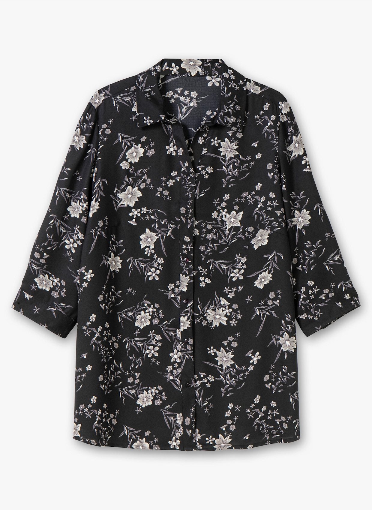 Longbluse - schwarz-bedruckt
