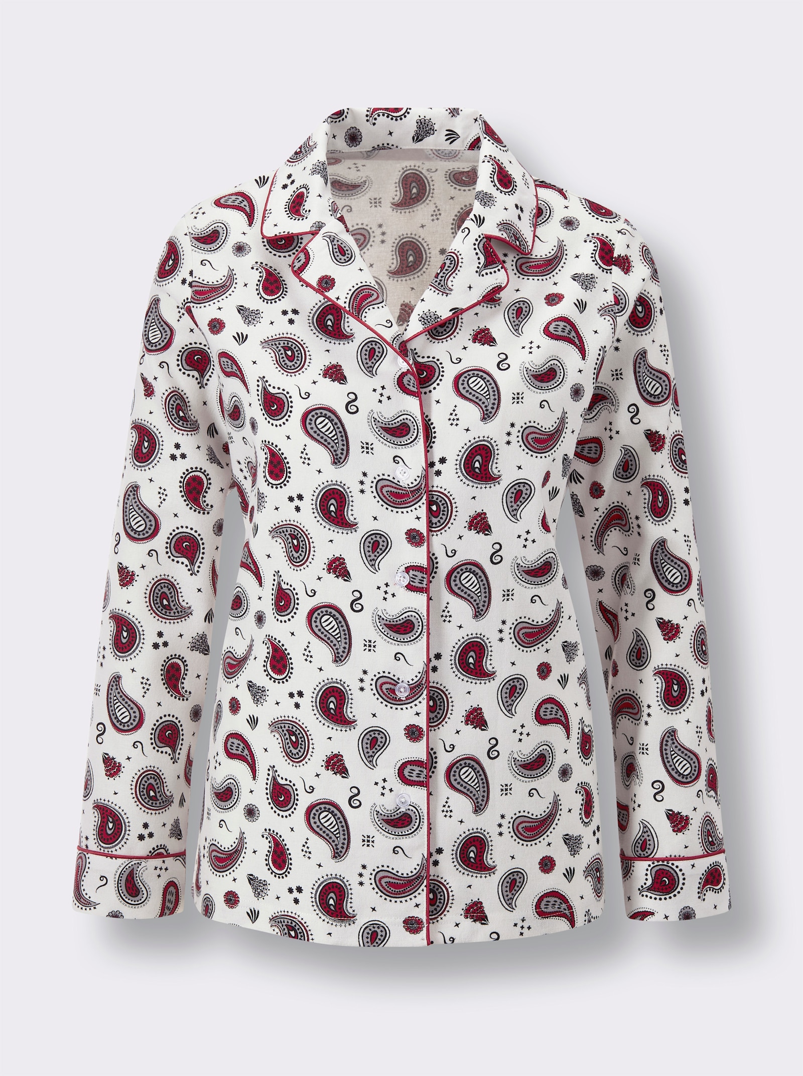 wäschepur Pyjama mit Paisley-Print - ecru-rot-bedruckt