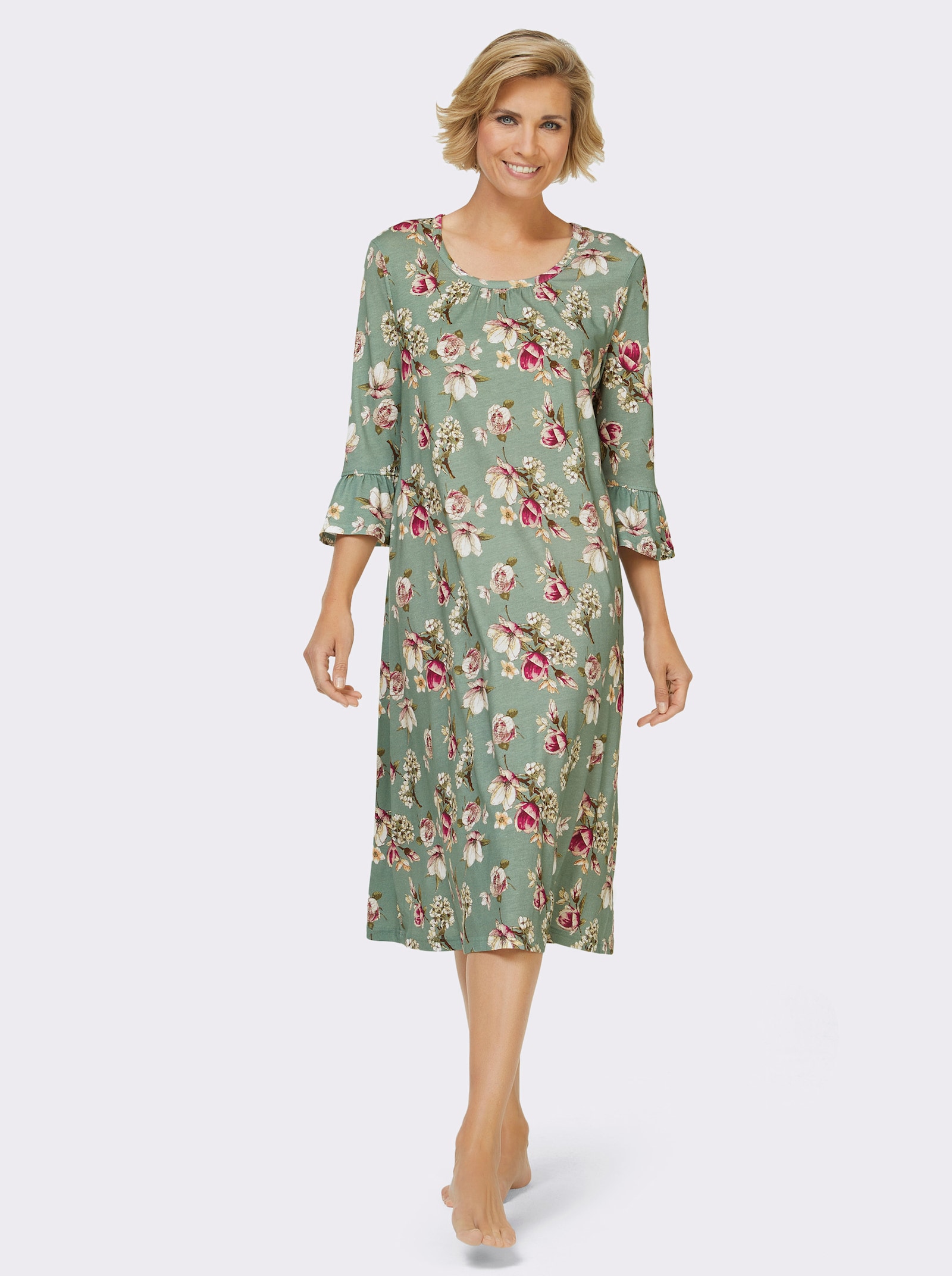 wäschepur Nachthemd im Blütendessin - jade-bedruckt