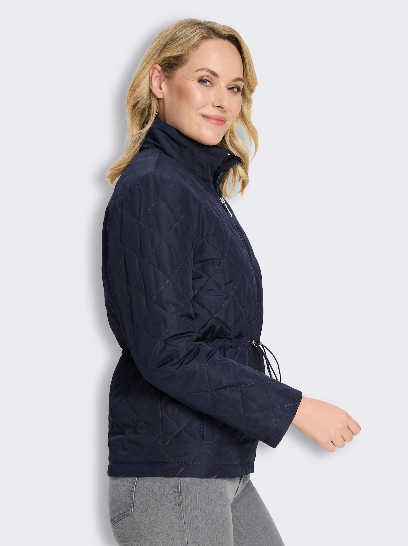 Steppjacke mit Tunnelzug in der Taille - marine