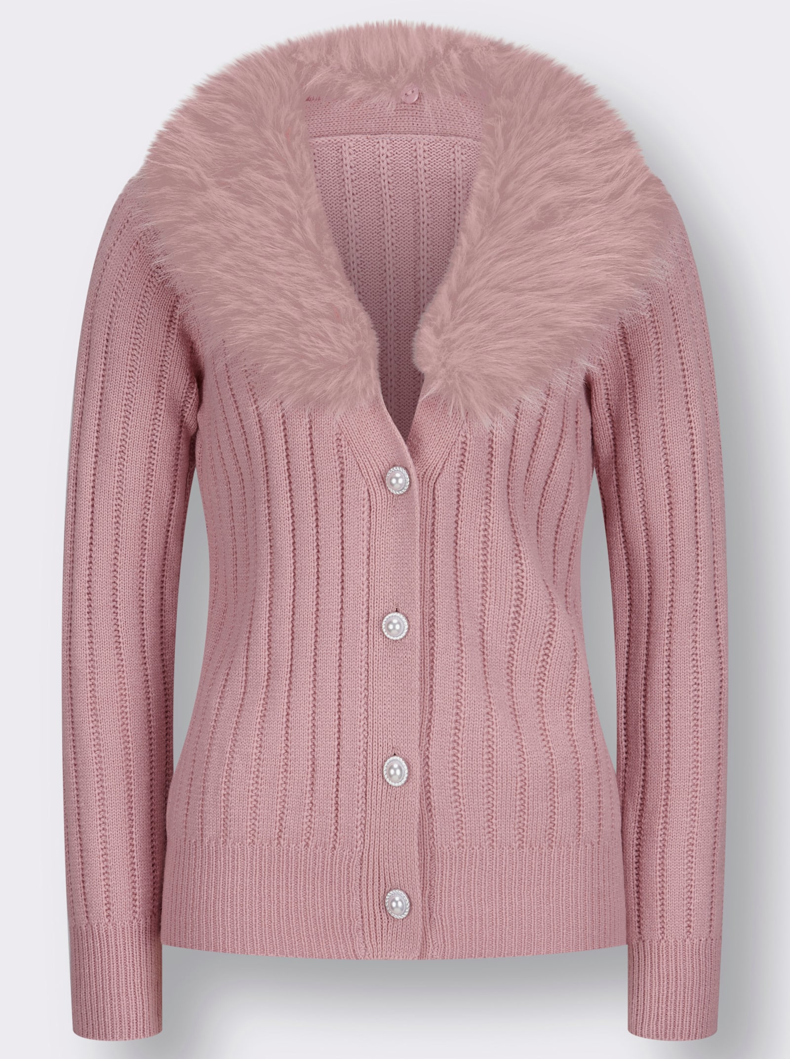  Cardigan in Rippen-Struktur - hortensie