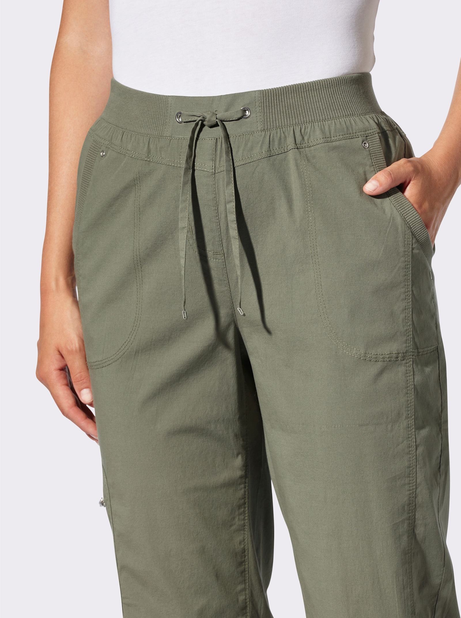 Schlupfhose mit funktionalen Taschen - khaki