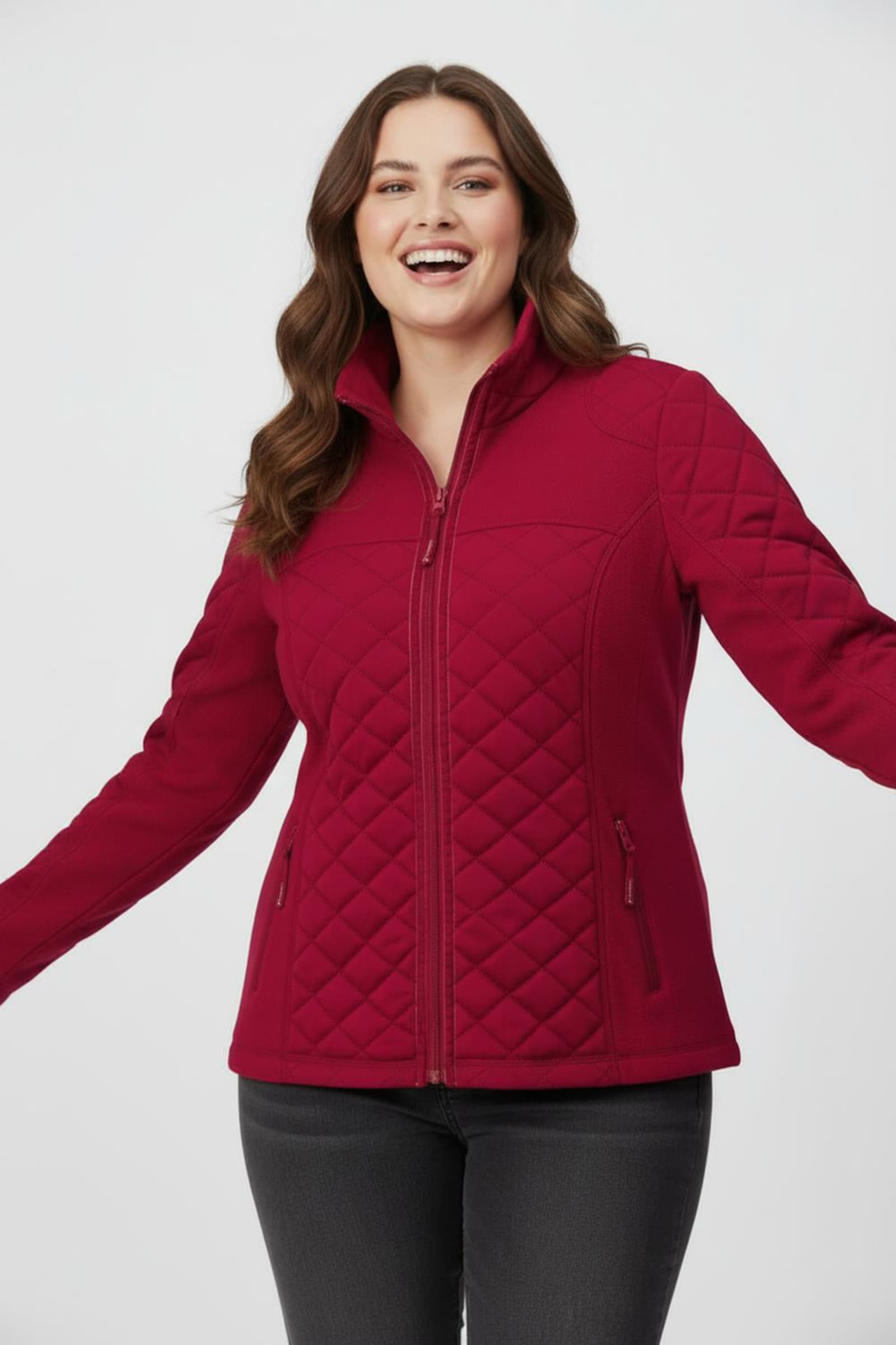 Fleecejacke mit Reißverschluss-Taschen - rot