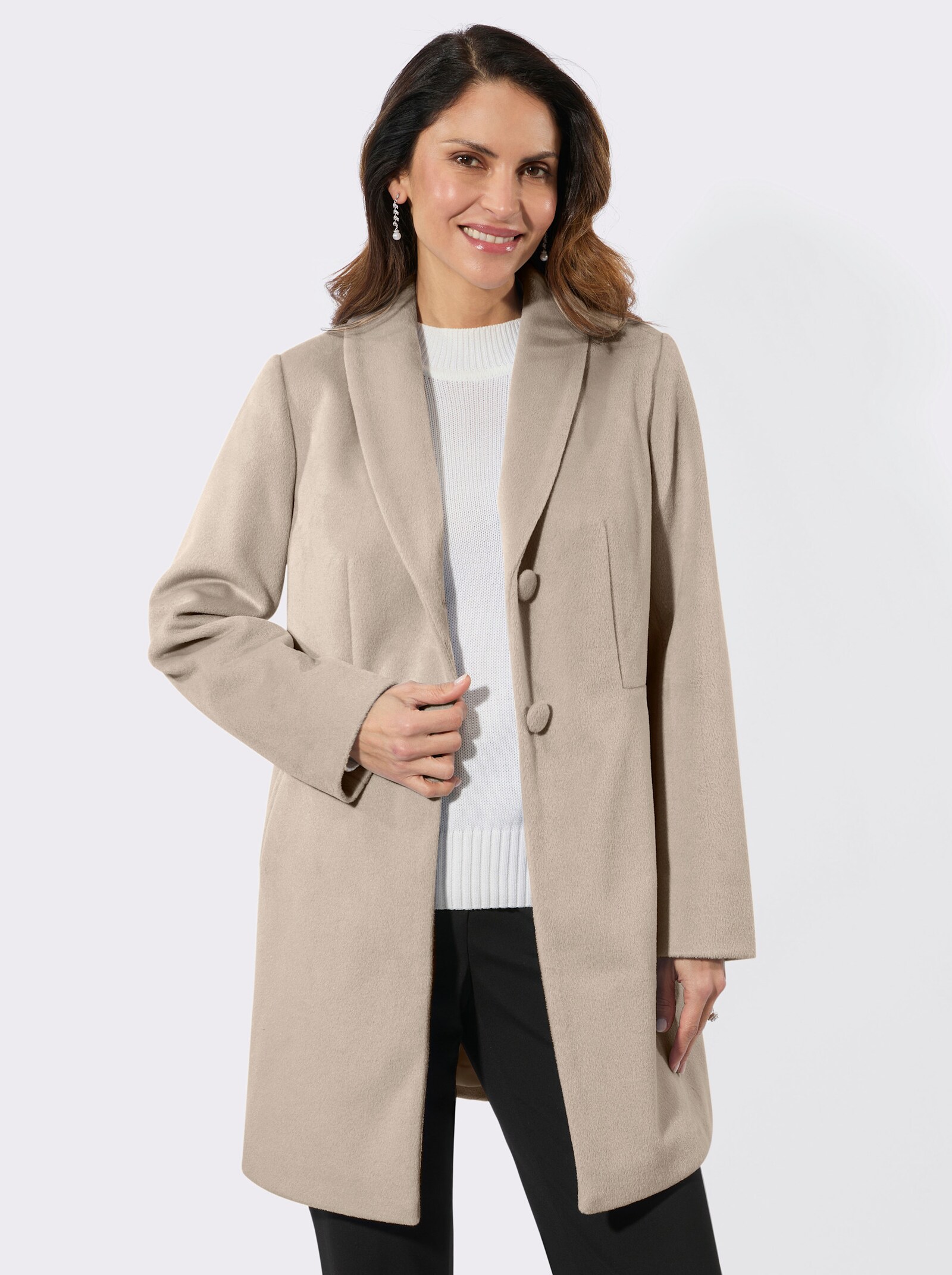 Longjacke mit Reverskragen - sesam