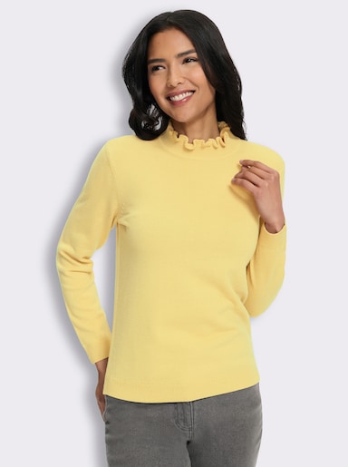 Stehkragenpullover in flauschiger Qualität - zitrone