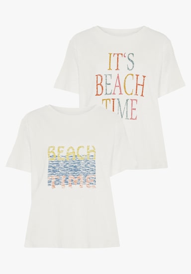 Beachtime T-shirt - crème bedrukt