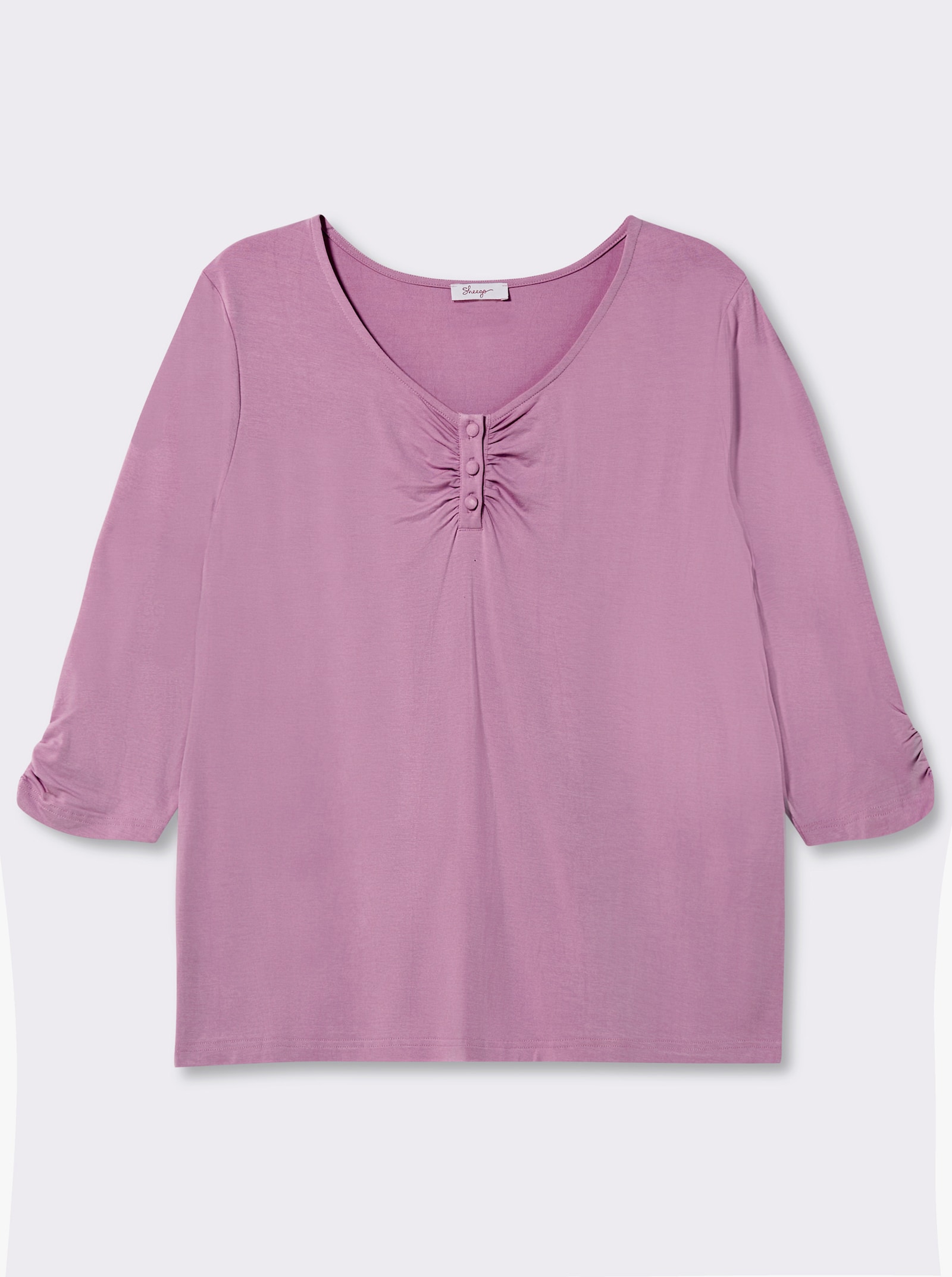 sheego 3/4-Arm-Shirt mit dekorativen Raffungen - orchidee