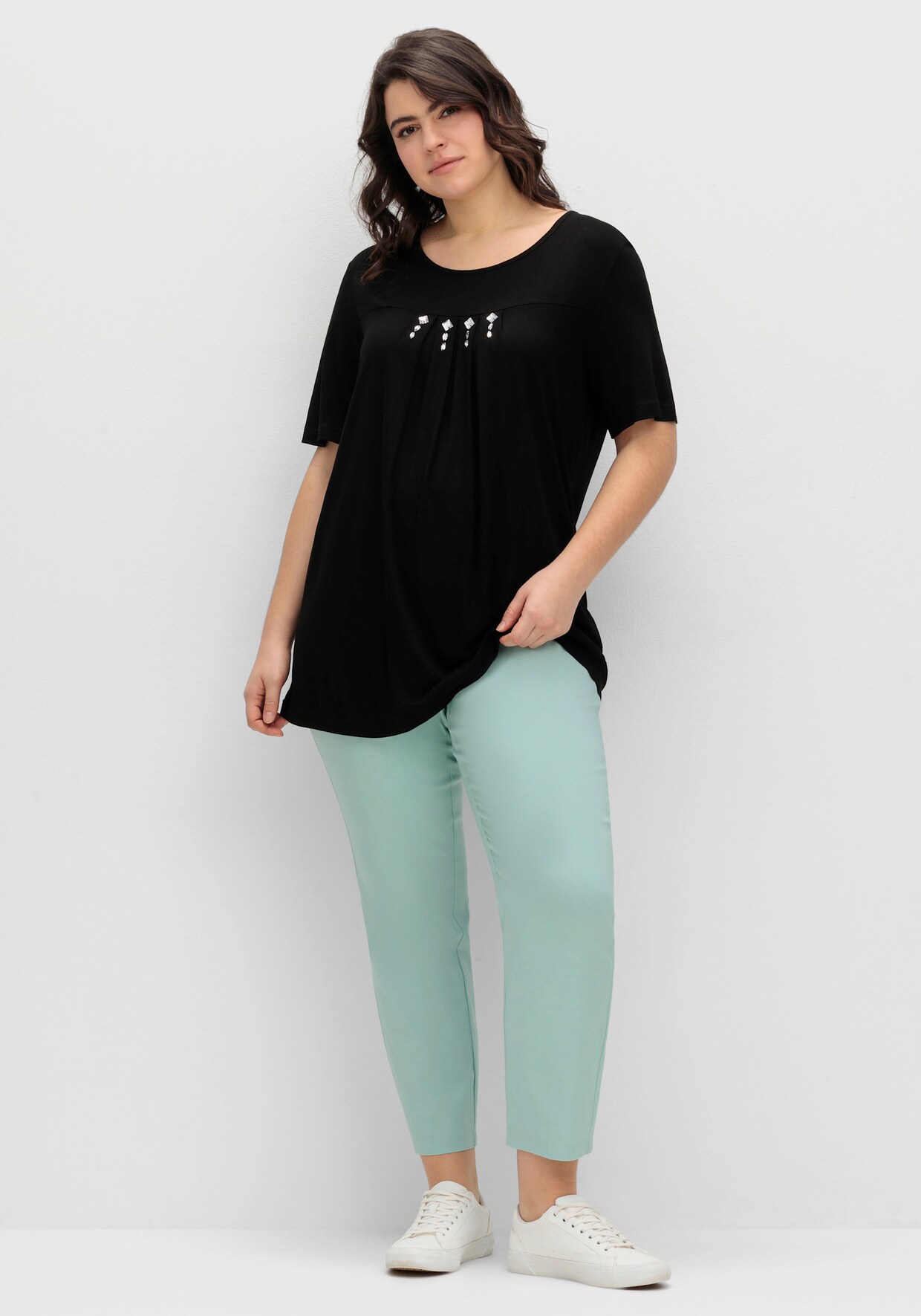 Schlupfhose mit Bügelfalten - kalkmint