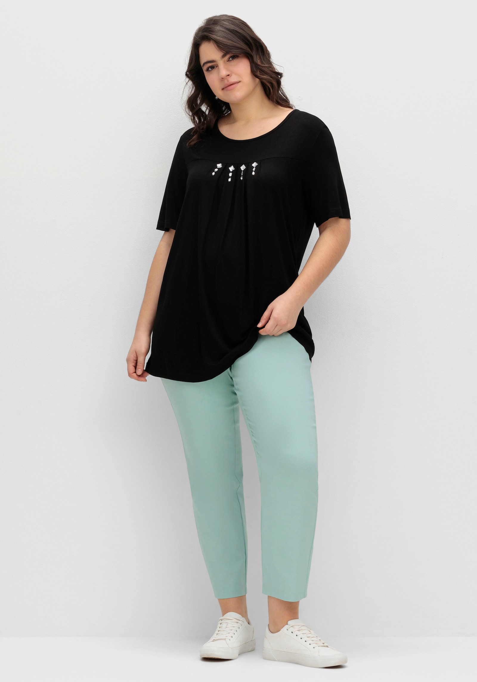 Schlupfhose mit Bügelfalten - kalkmint