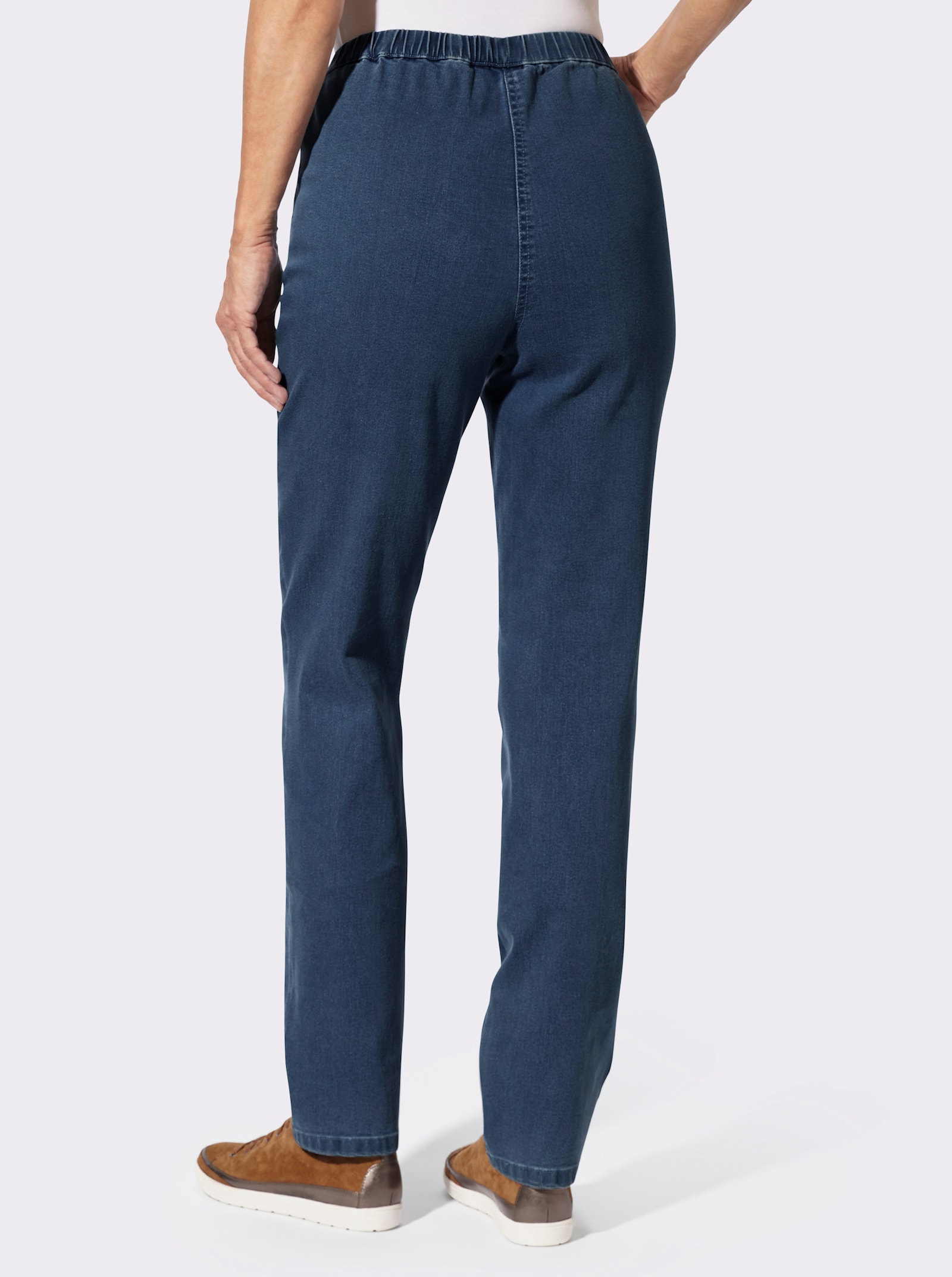 Schlupfjeans mit Stickerei - blue-stone-washed