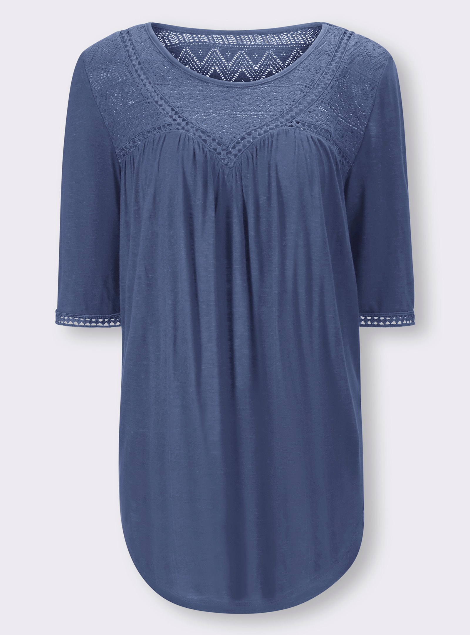 heine Shirt mit Spitze - jeansblau