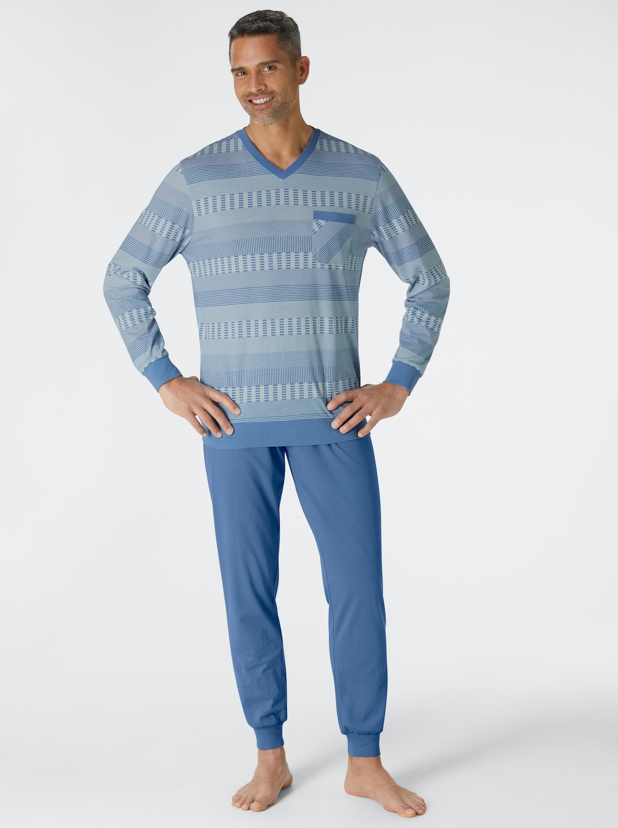 wäschepur men Pyjama's - oceaan + middenblauw