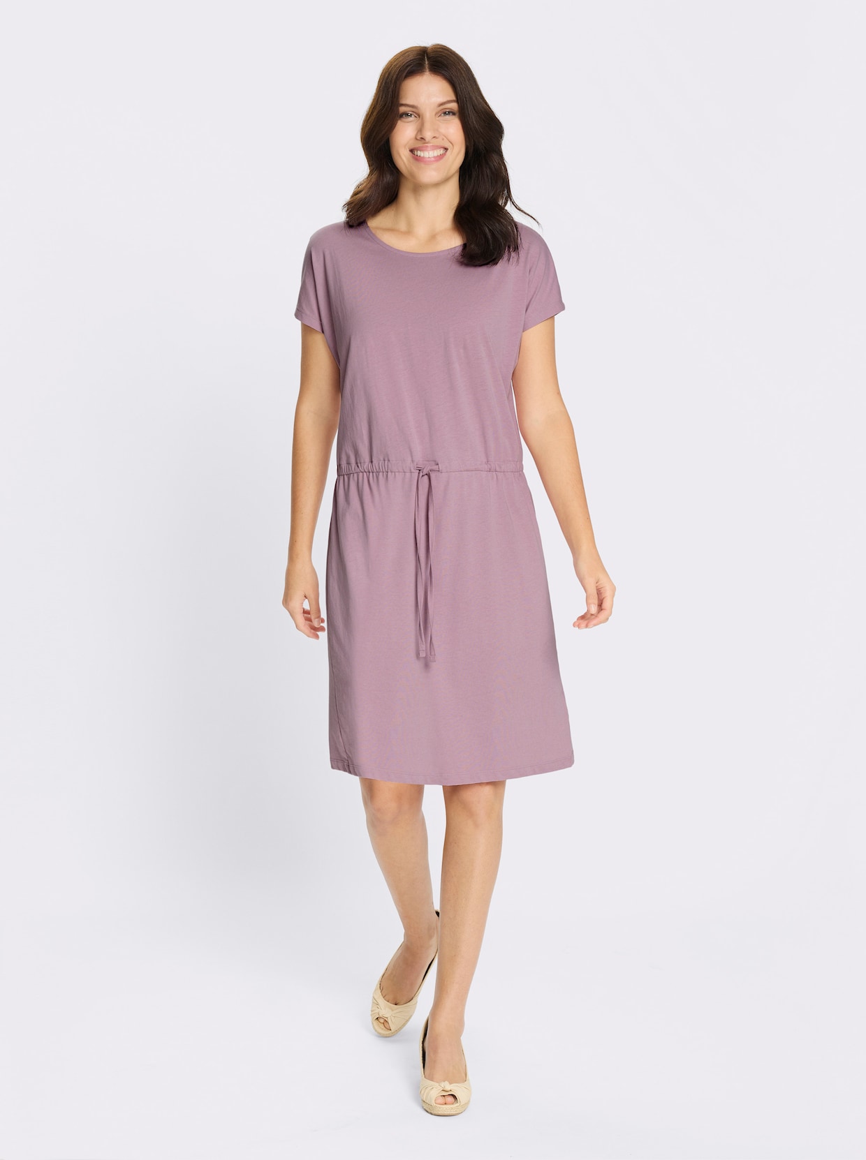 Jerseyjurk met tunnelkoord op taillehoogte - mauve