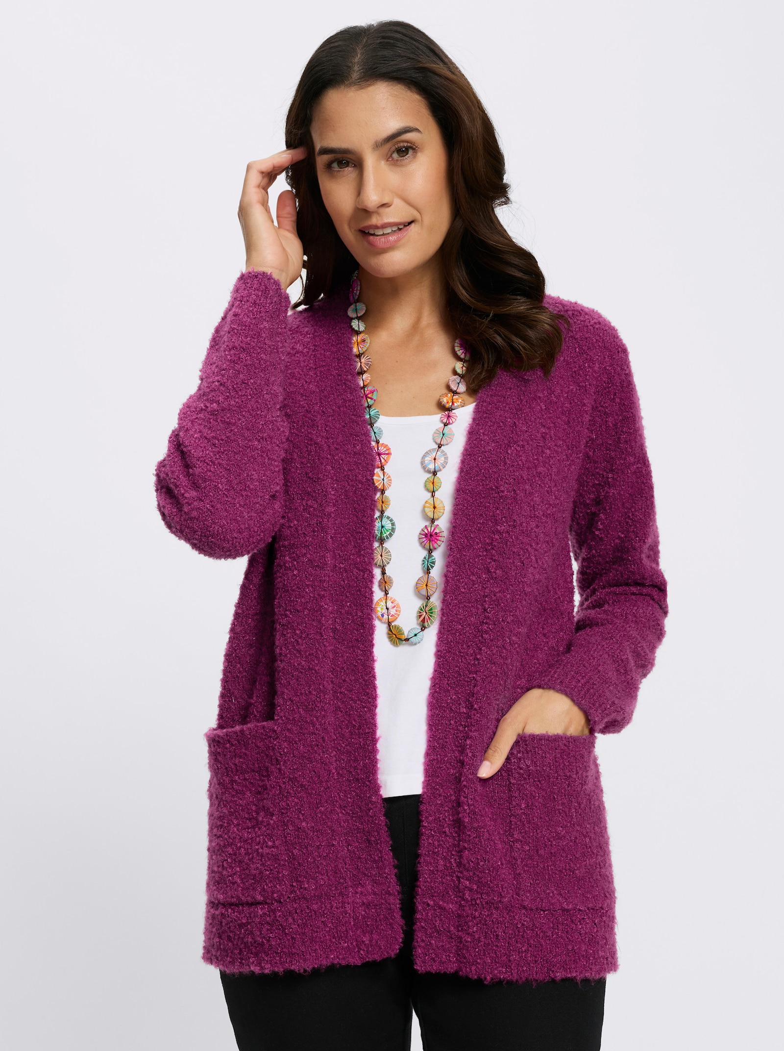 Strickjacke aus flauschigem Bouclé-Garn - erika