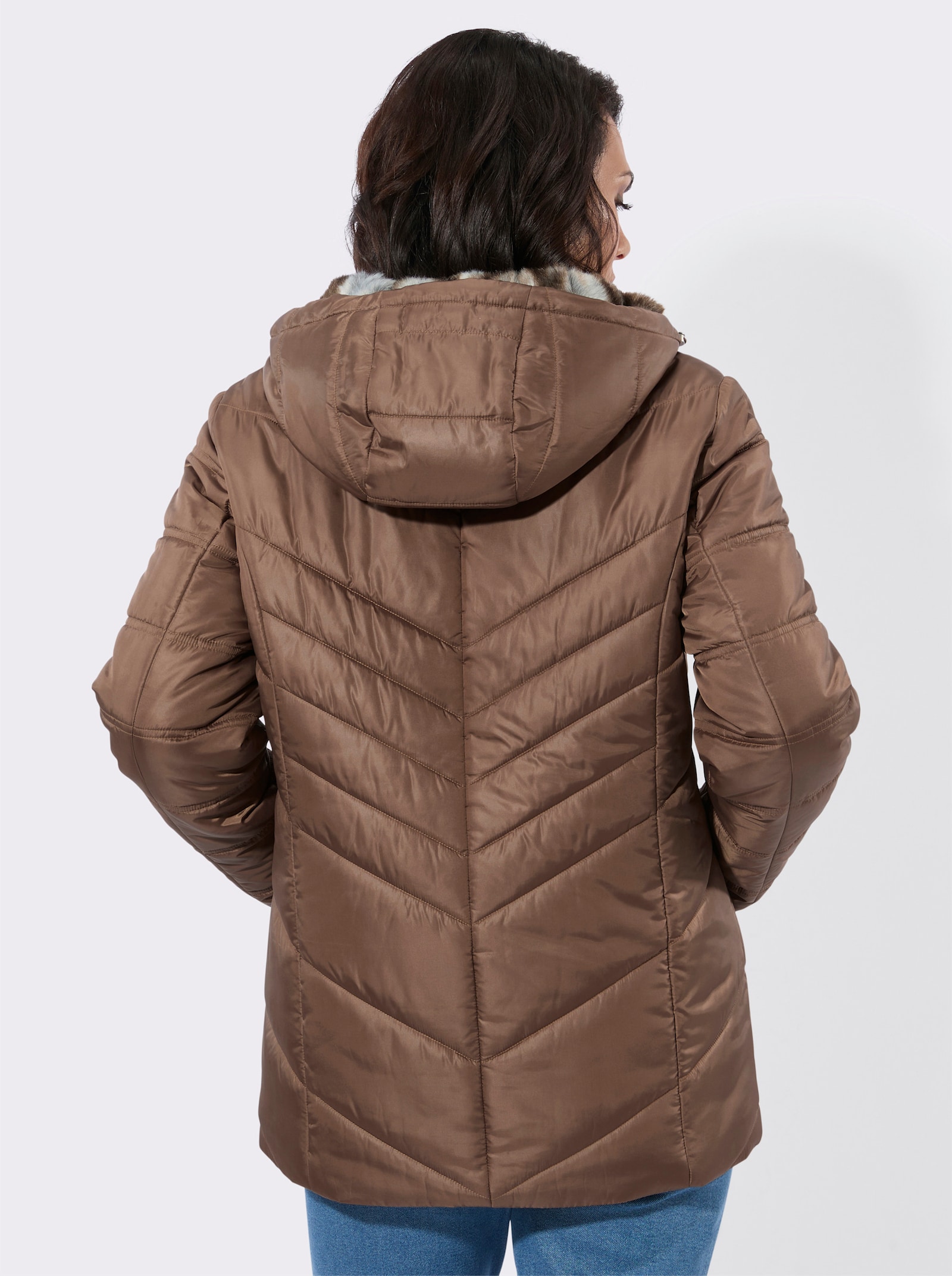 Steppjacke mit Zippertaschen - braun