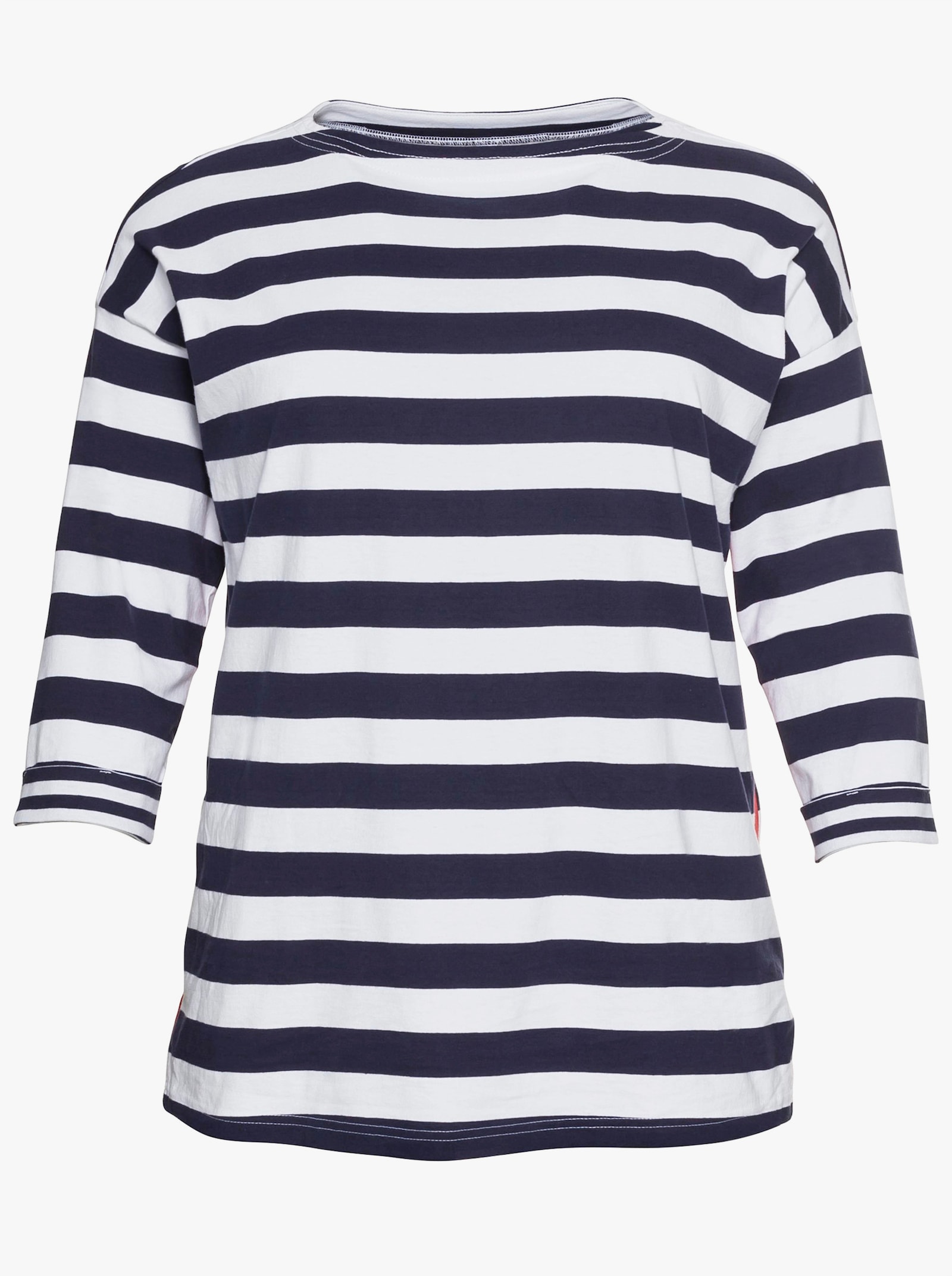 sheego Streepjesshirt met 3/4-mouwen en boothals - marine