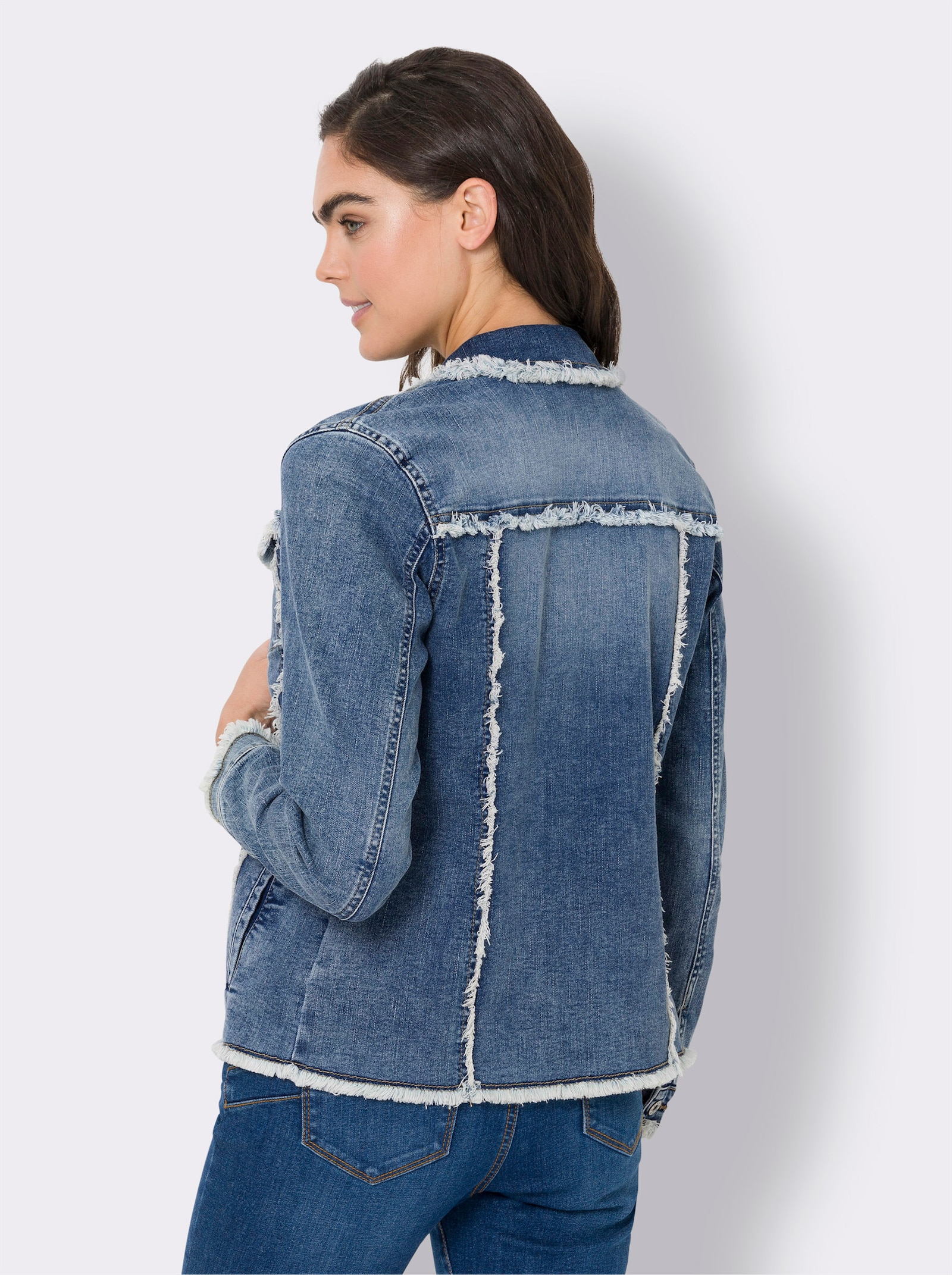 heine Jeansjacke mit Fransen-Details - blue-stone-washed