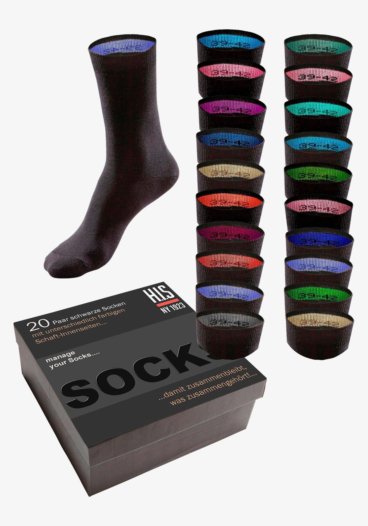 H.I.S Socken - 20x schwarz