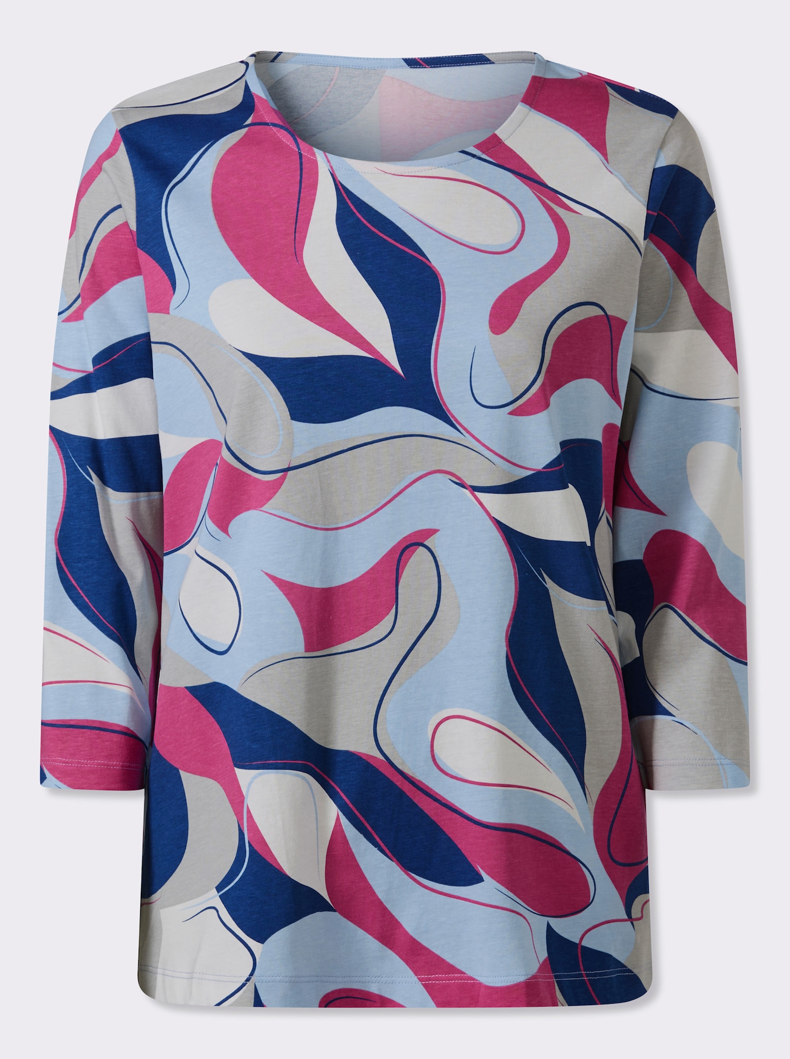 3/4-Arm-Shirt mit Grafik-Print - hellgrau-fuchsia-bedruckt