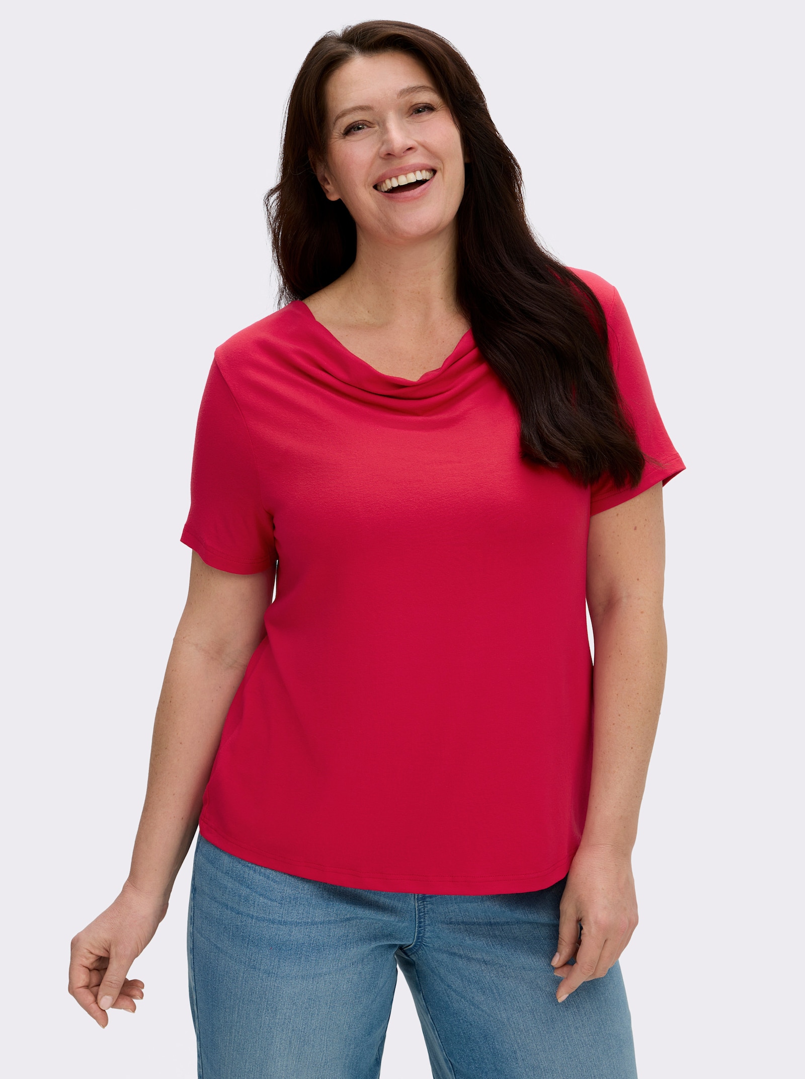 Wasserfallshirt mit kurzen Ärmeln - rot