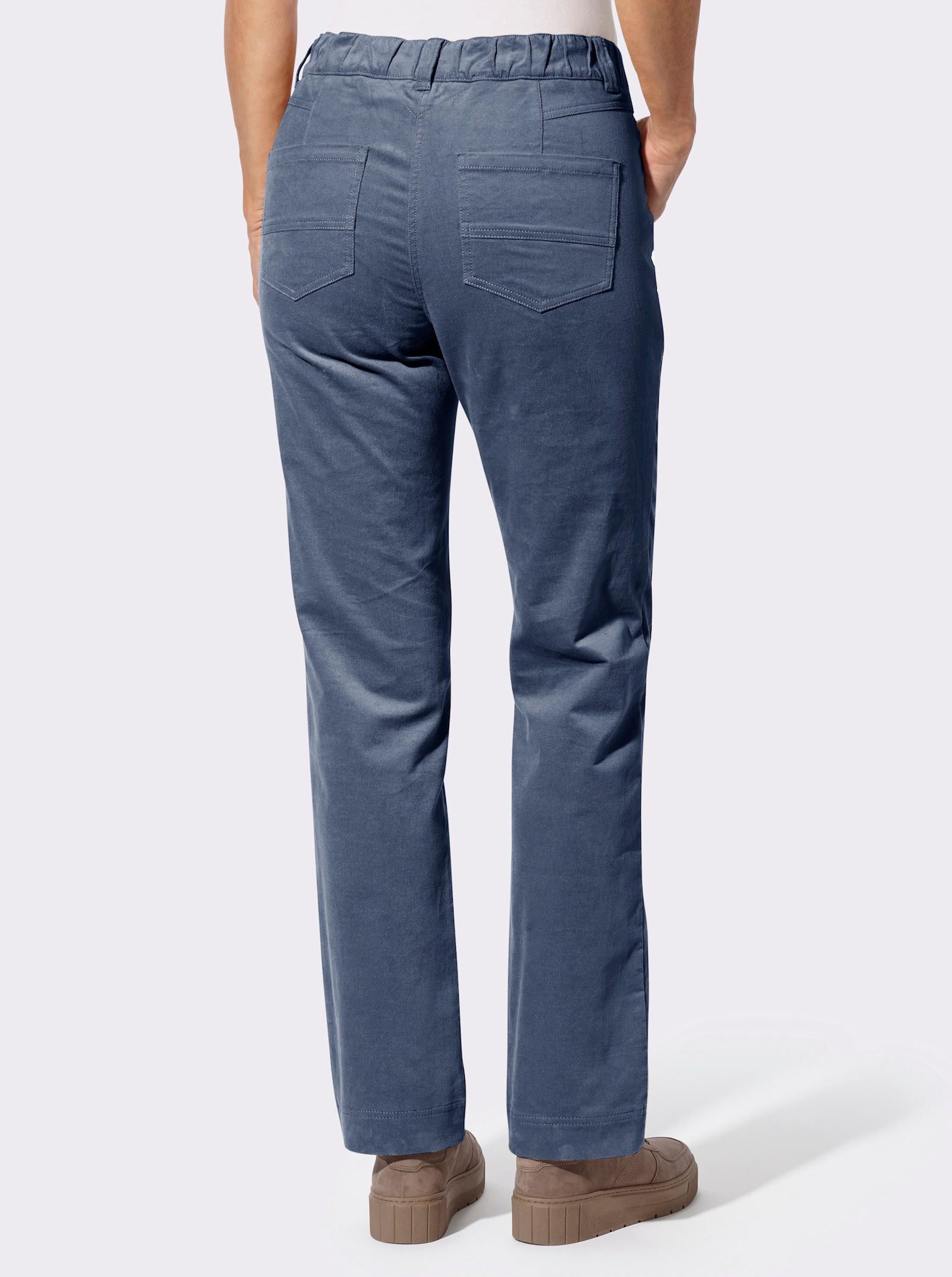 Hose in Samt-Optik - rauchblau