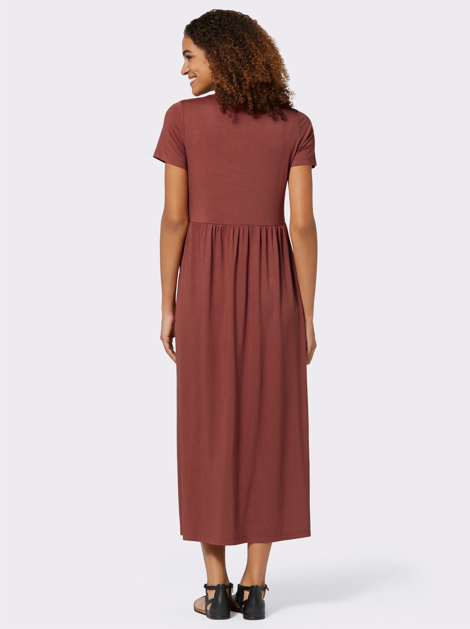 Jerseyjurk met zakken - roodbruin