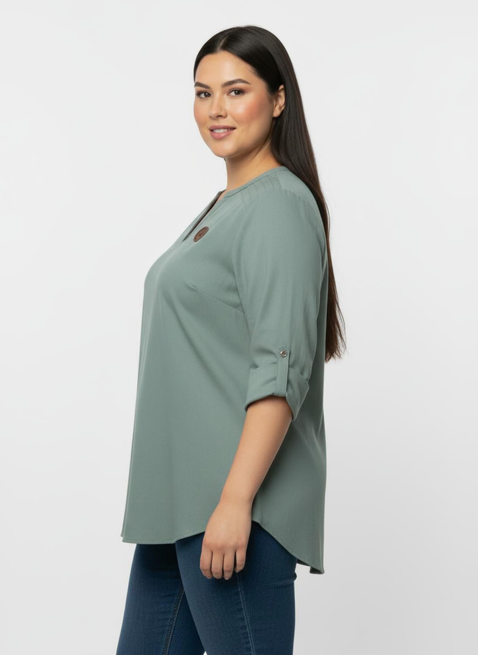 Jeanstunika mit Biesenverzierung - jade