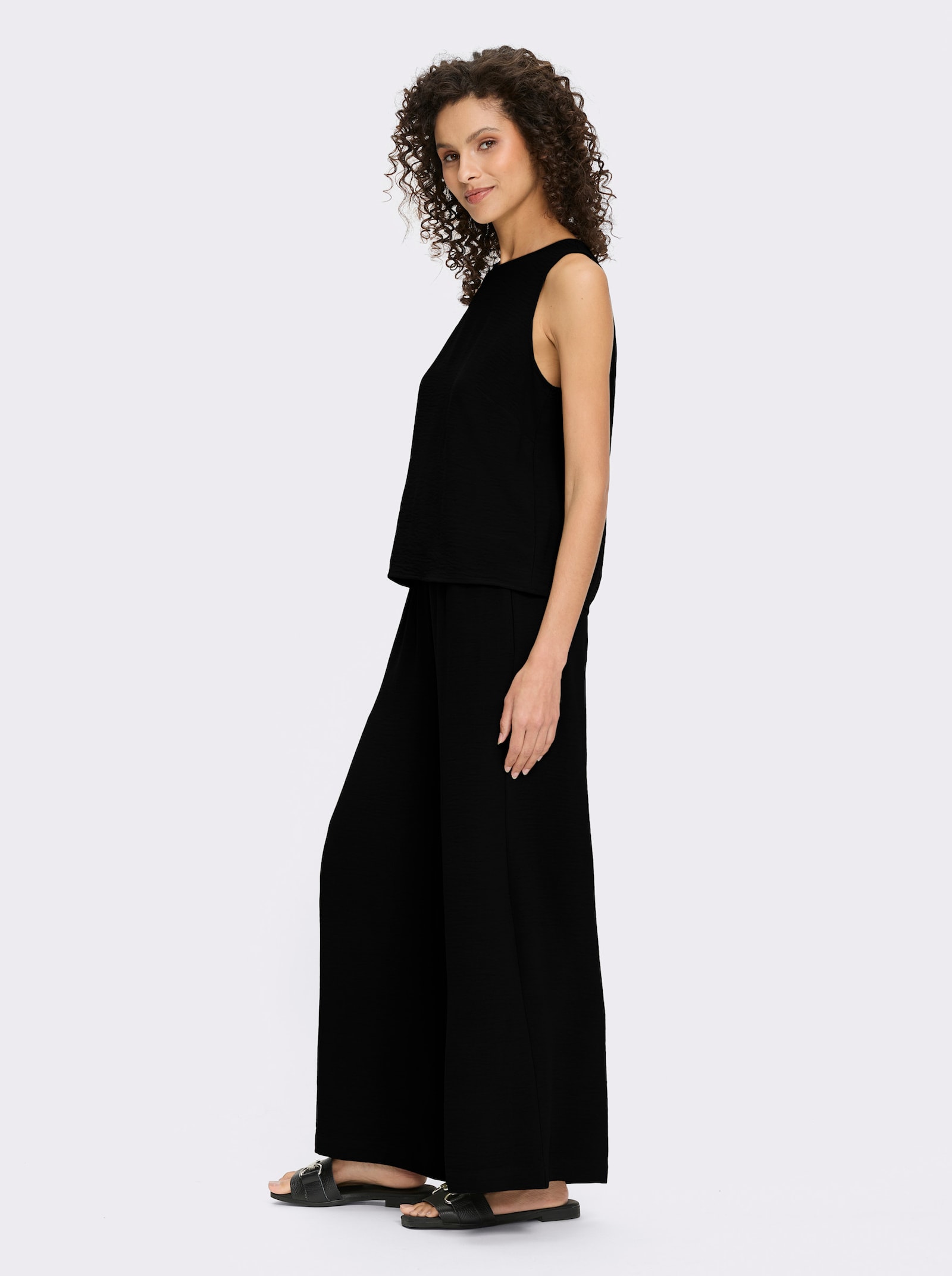 heine Blousetop en broek in uitlopend model - zwart