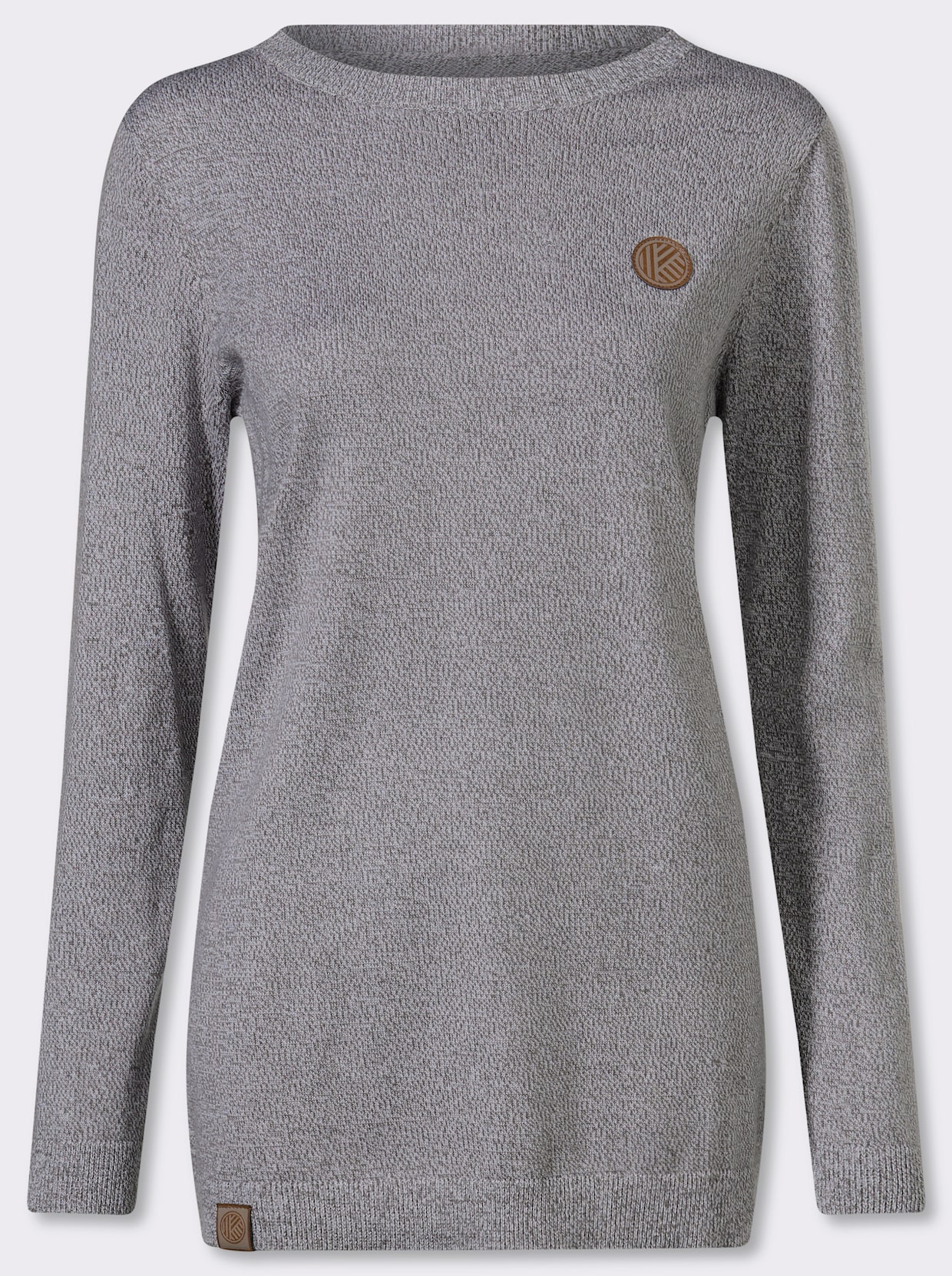 Longpullover mit 50% Baumwolle - grau-meliert