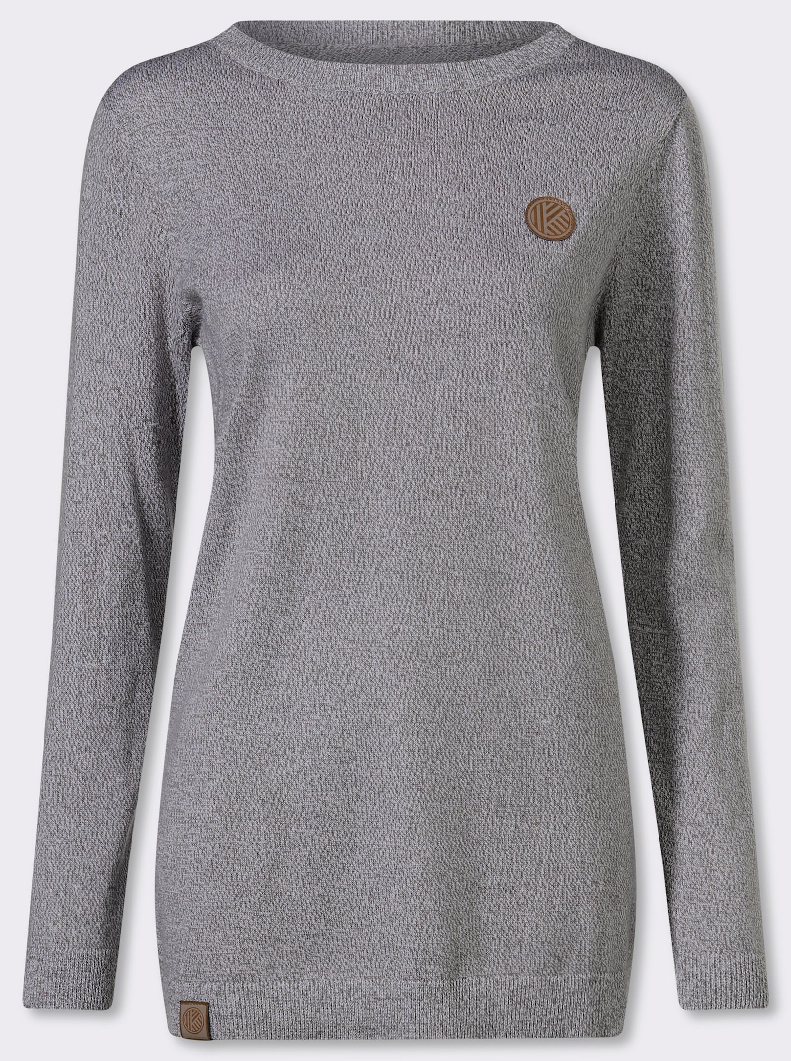 Longpullover mit 50% Baumwolle - grau-meliert