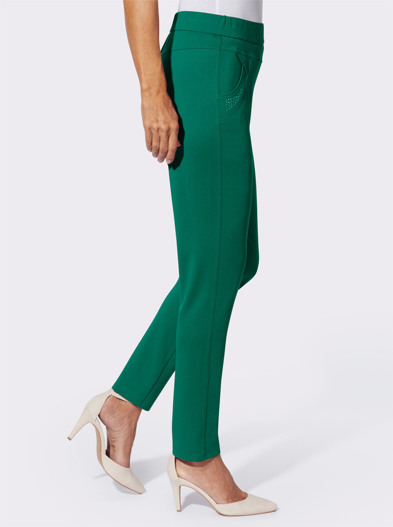 Schlupfhose mit Glitzersteinchen-Deko - grün