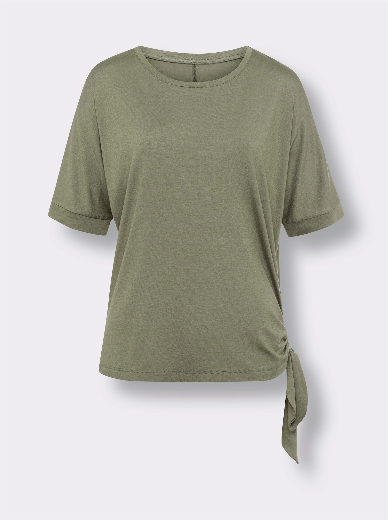 heine Rundhalsshirt mit Knoten-Detail am Saum - khaki