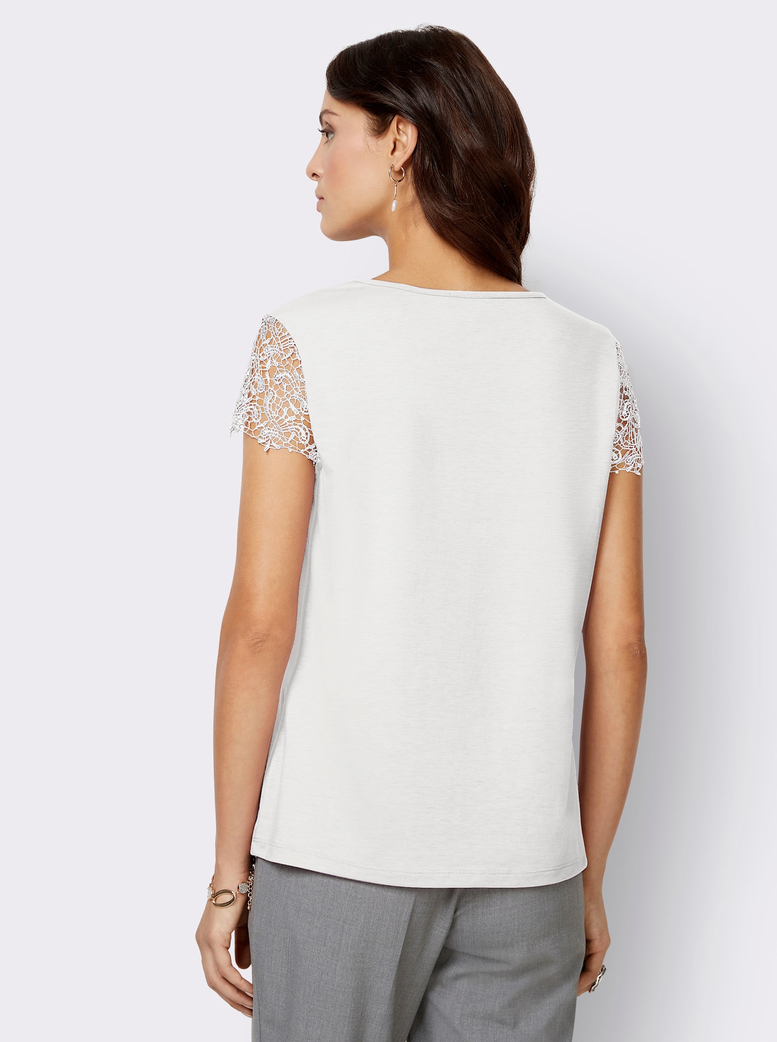 Shirt met transparant kant - ecru