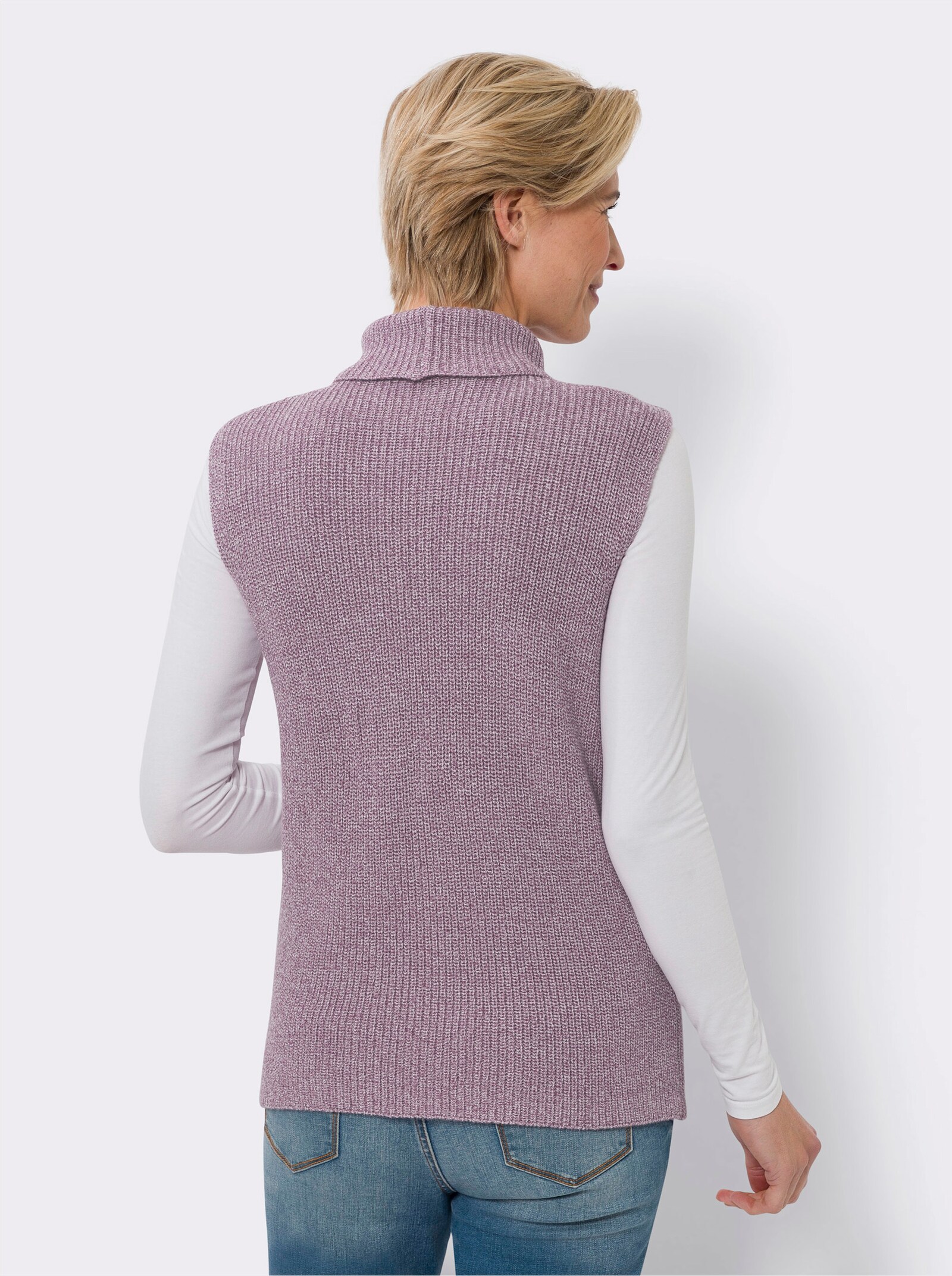 Pullunder mit Rollkragen, meliert - violett-meliert