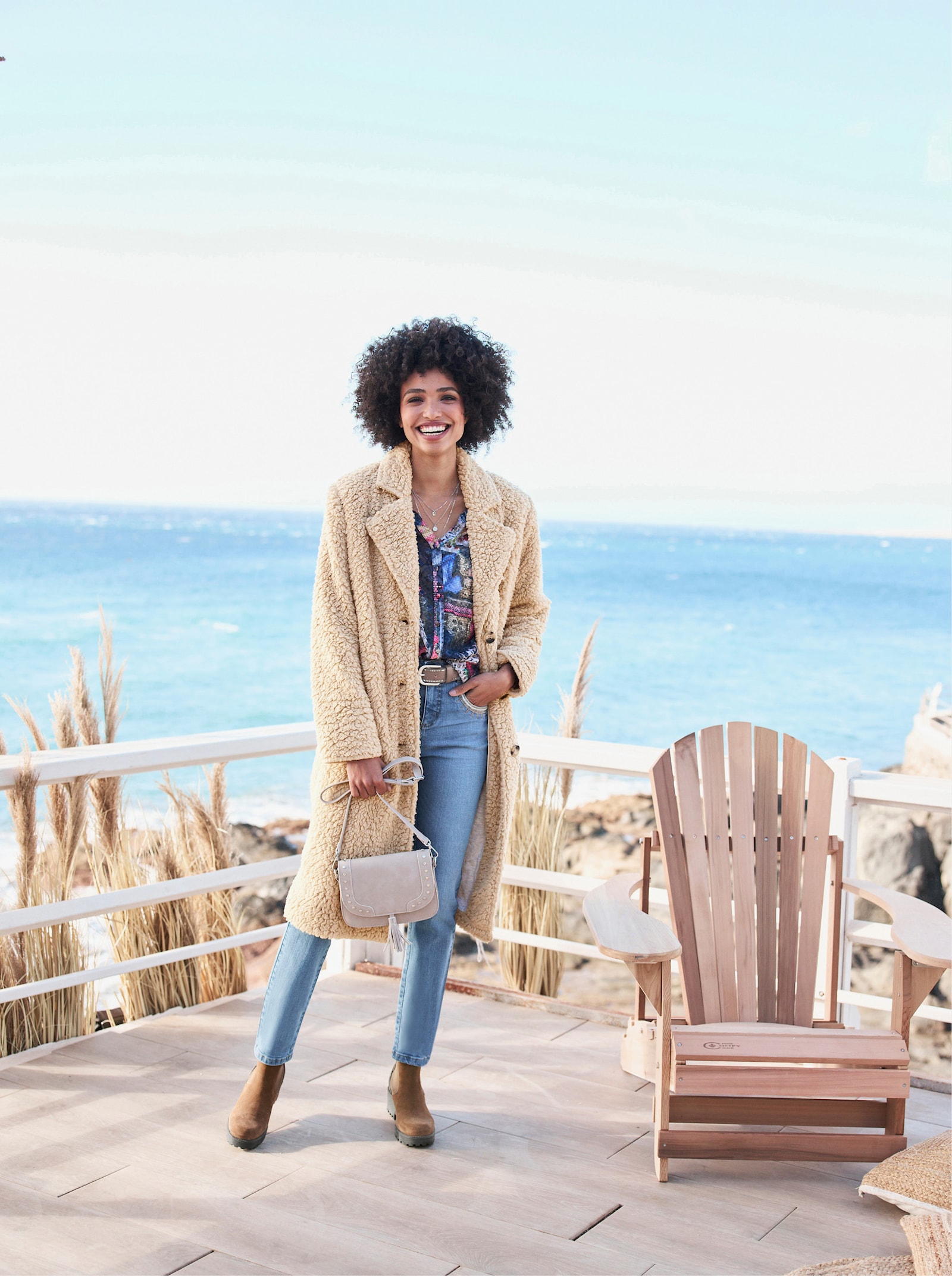 heine Wintermantel in Teddy-Qualität - sand