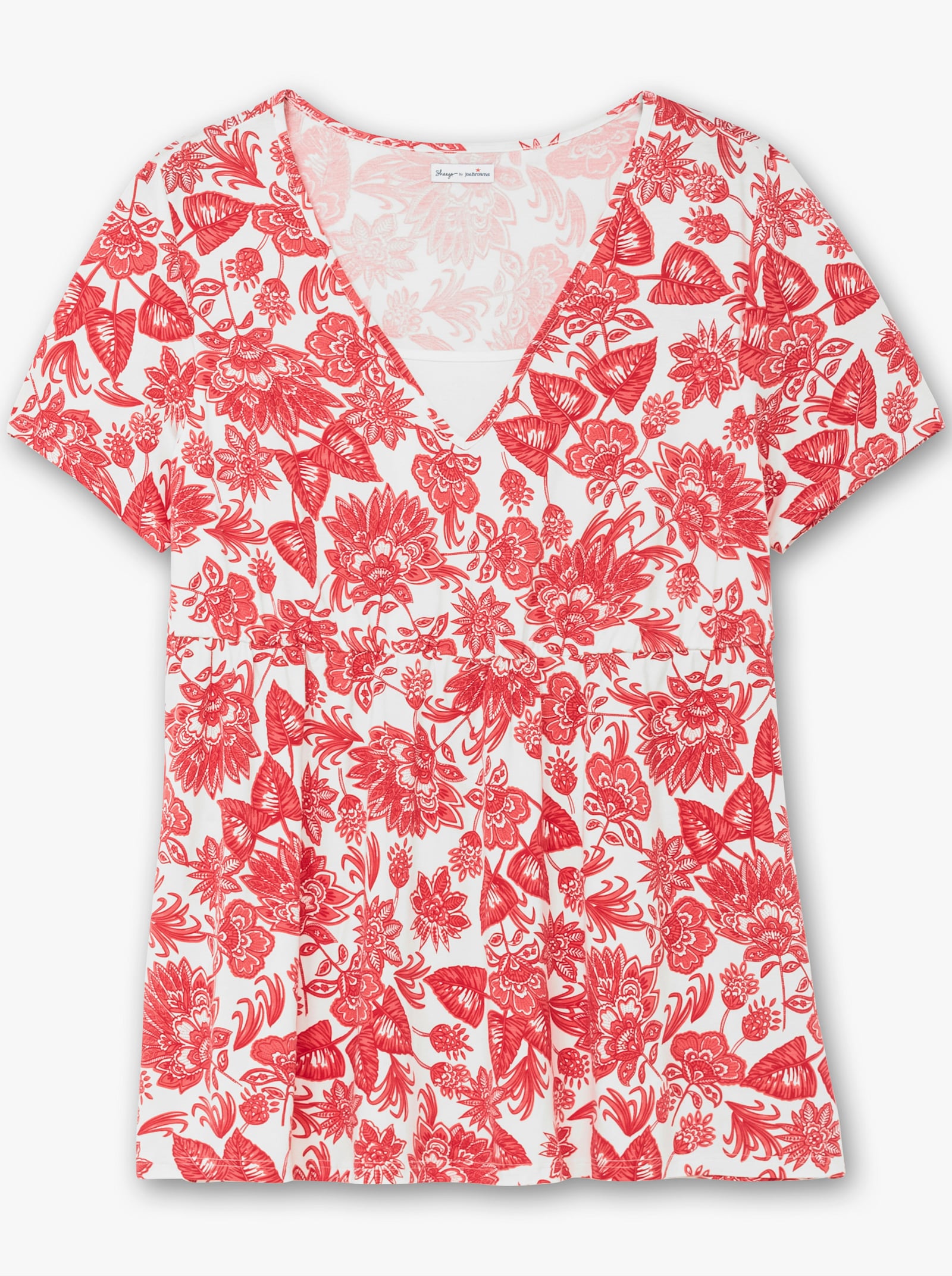 sheego by Joe Browns Lang shirt in laagjeslook, met bloemenprint - ecru gedessineerd