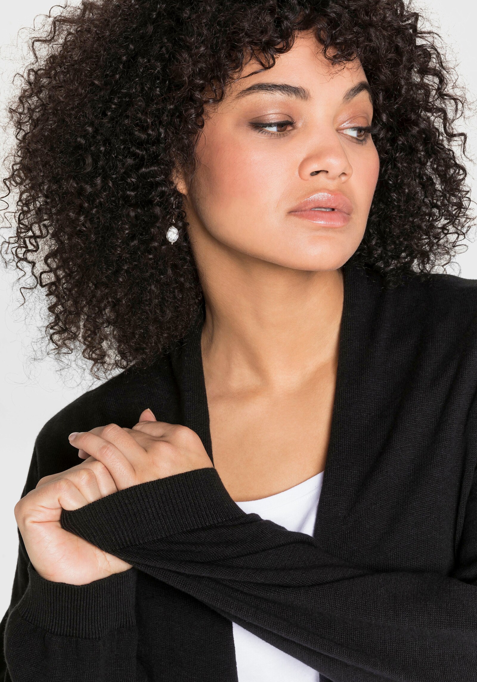 sheego Strickjacke in offener Form - schwarz