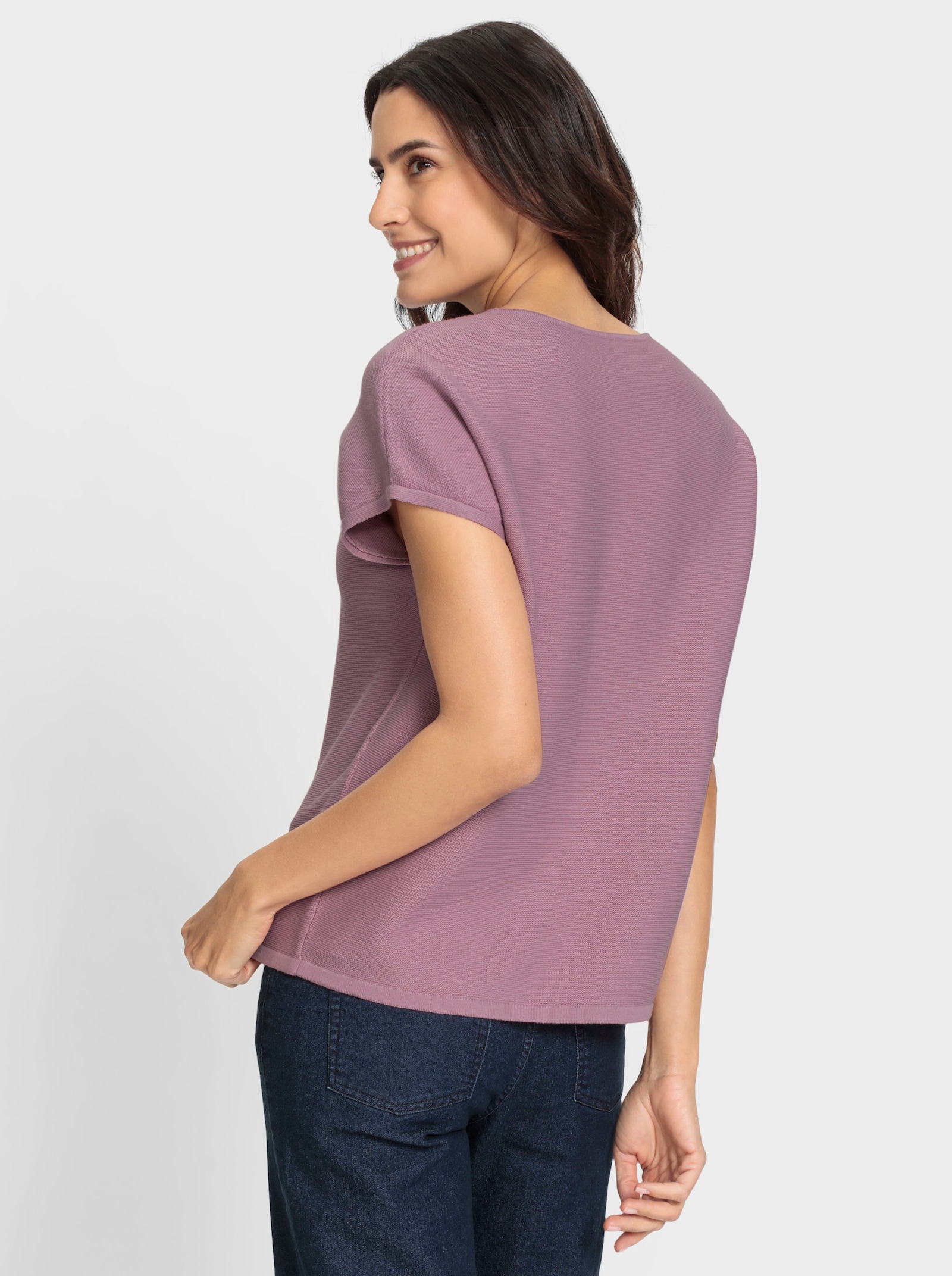 Svetr bez rukávů z rubového úpletu - slézová