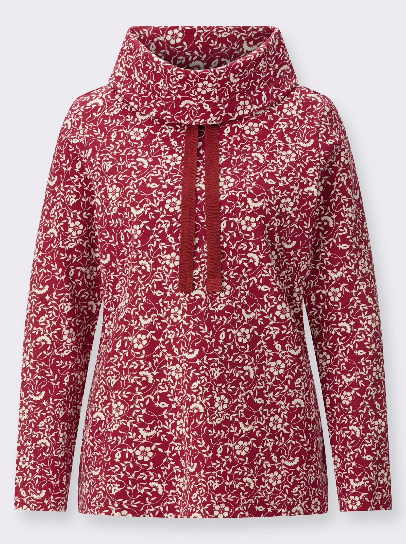 Sweatshirt mit weitem Rollkragen - kirsche-champagner-bedruckt