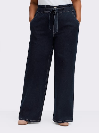 sheego Jeans in Paperbag-Optik, mit Bindeband - dark blue