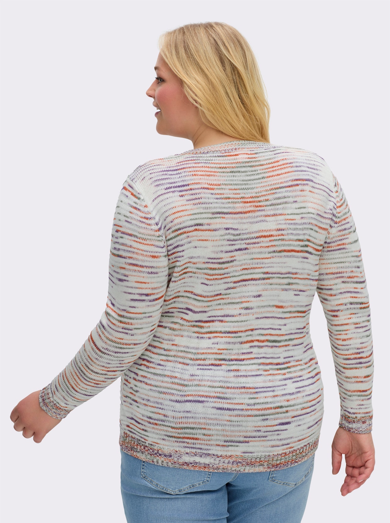 Rundhalspullover aus Multicolor-Garn - ecru-meliert