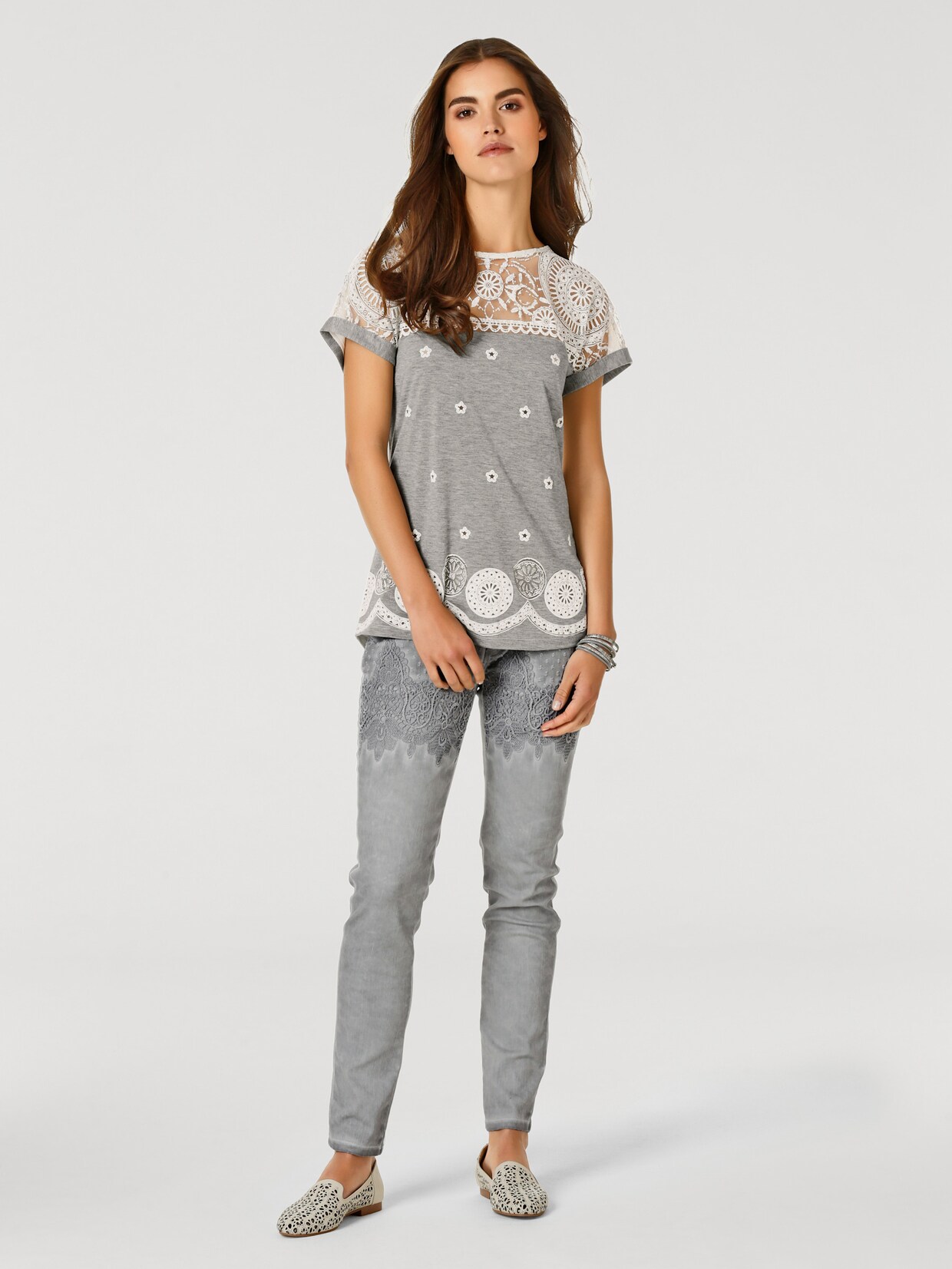 heine Spitzen-Shirt - grau