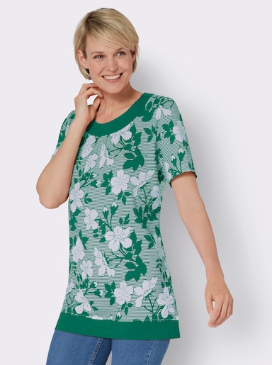Longshirt - grün-weiß-bedruckt