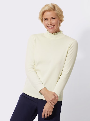 Stehkragenshirt mit doppellagigem Kragen - champagner